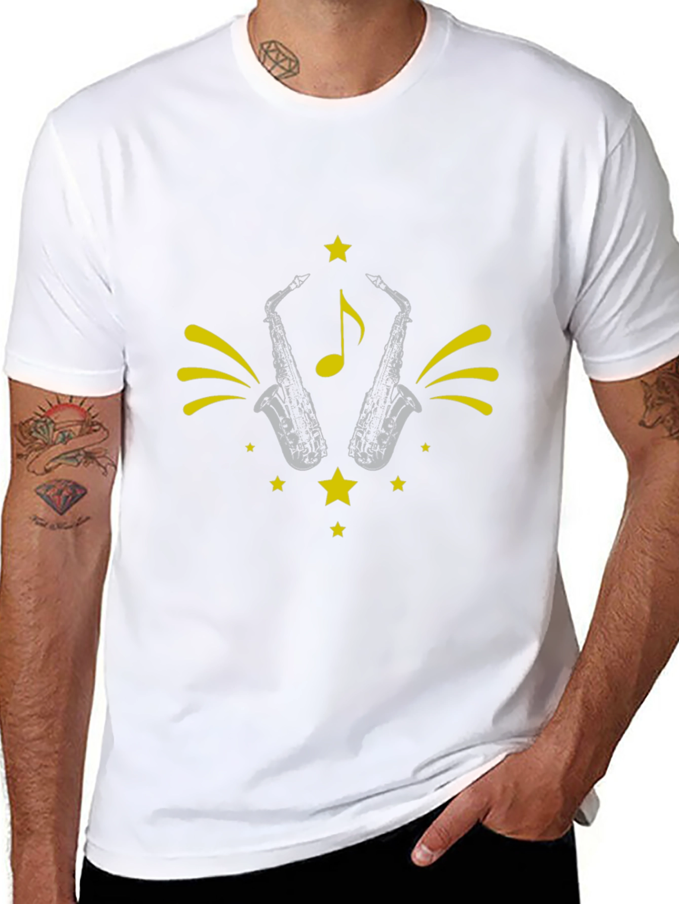 Saxophone Star Graphic Tee - Black