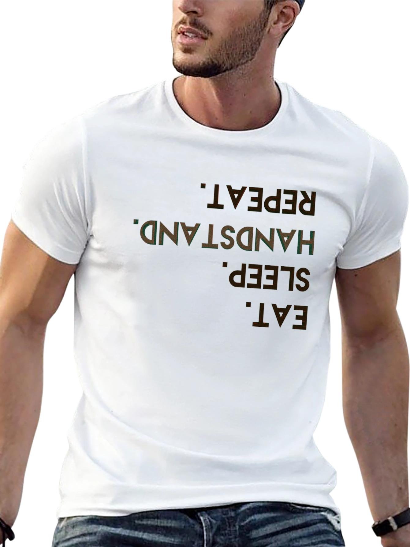 Eat Sleep Handstand Repeat Black T-Shirt