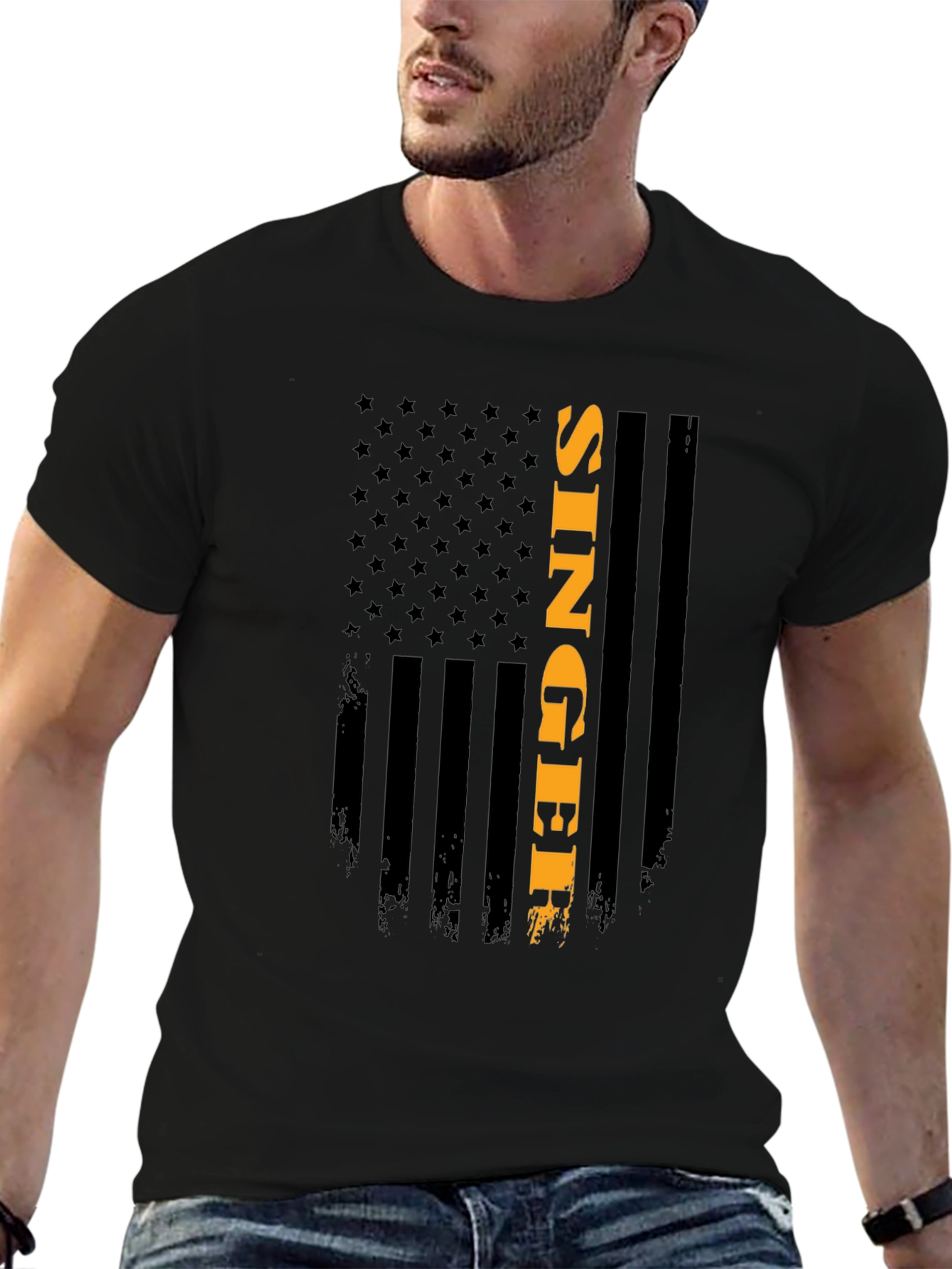 Singer American Flag Patriotic Graphic Tee