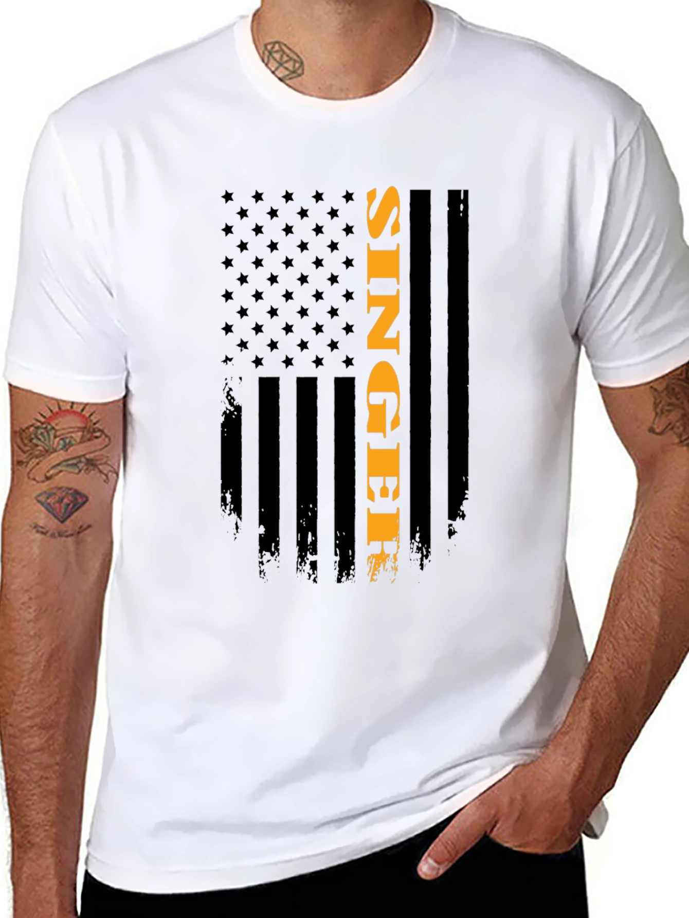 Singer American Flag Patriotic Graphic Tee