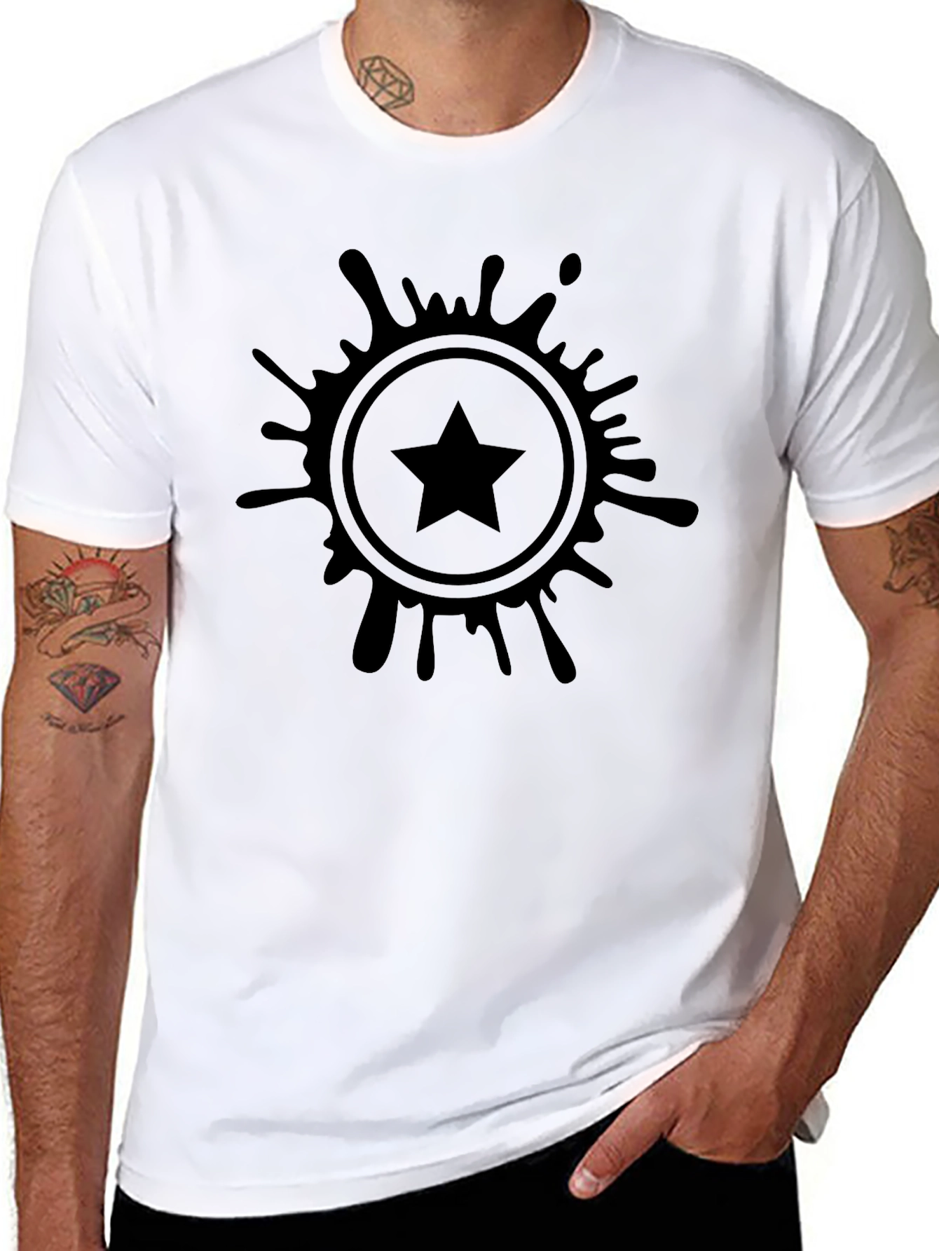 Stylish Black T-Shirt with Starburst Graphic