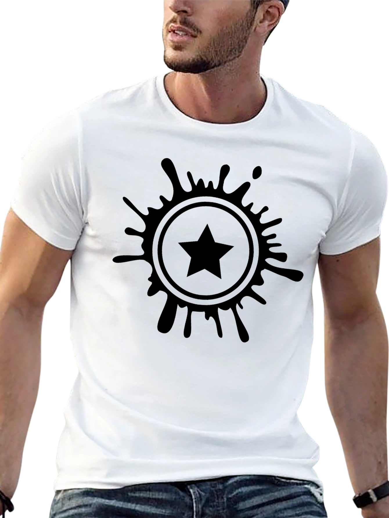 Stylish Black T-Shirt with Starburst Graphic