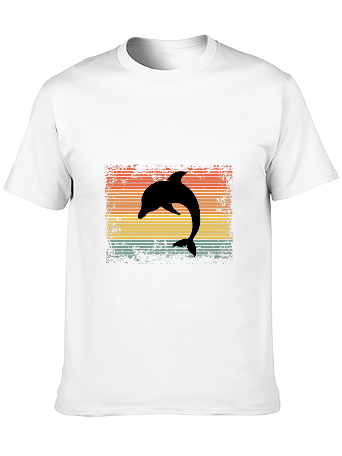 Retro Dolphin Graphic Tee - Black Cotton T-Shirt