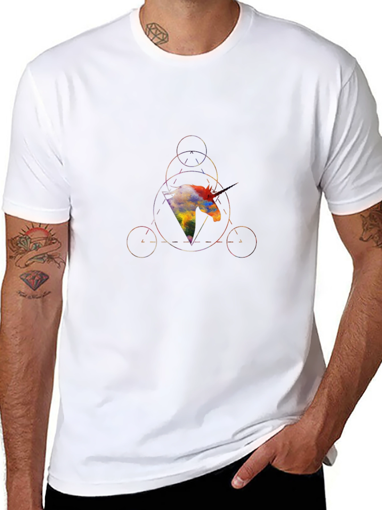 Geometric Unicorn Graphic T-Shirt