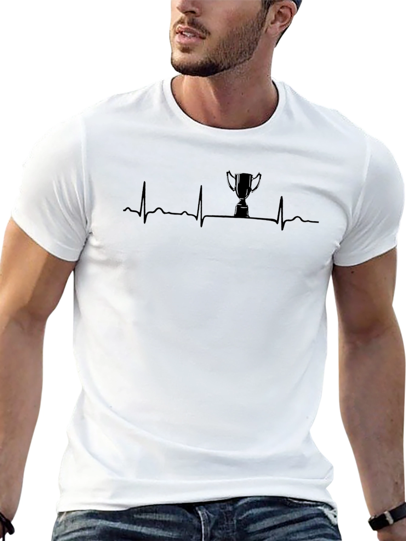 Trophy Heartbeat Graphic Tee - Black Crew Neck