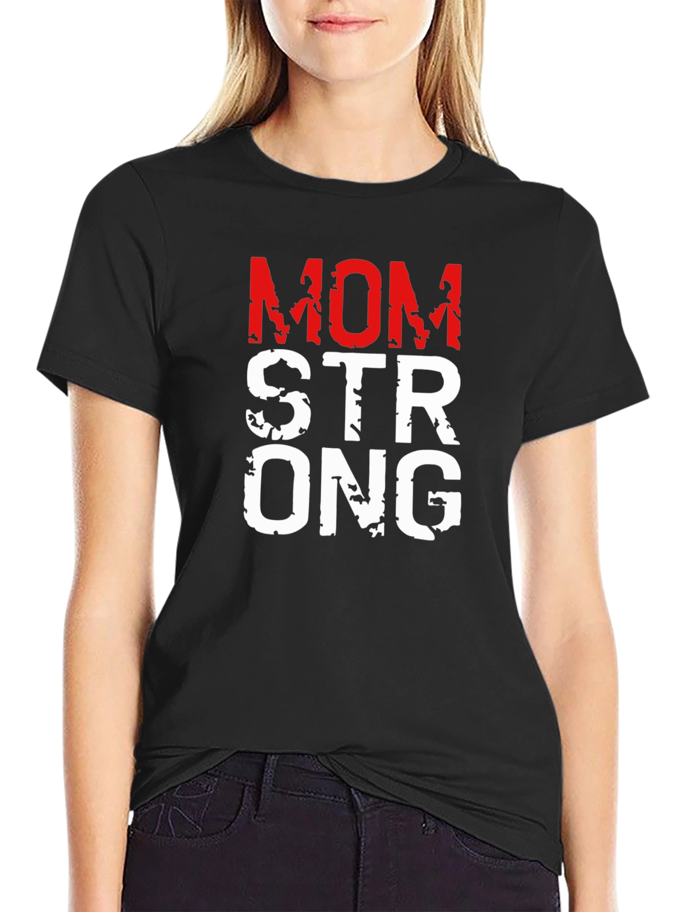Mom Strong Graphic Tee - Black
