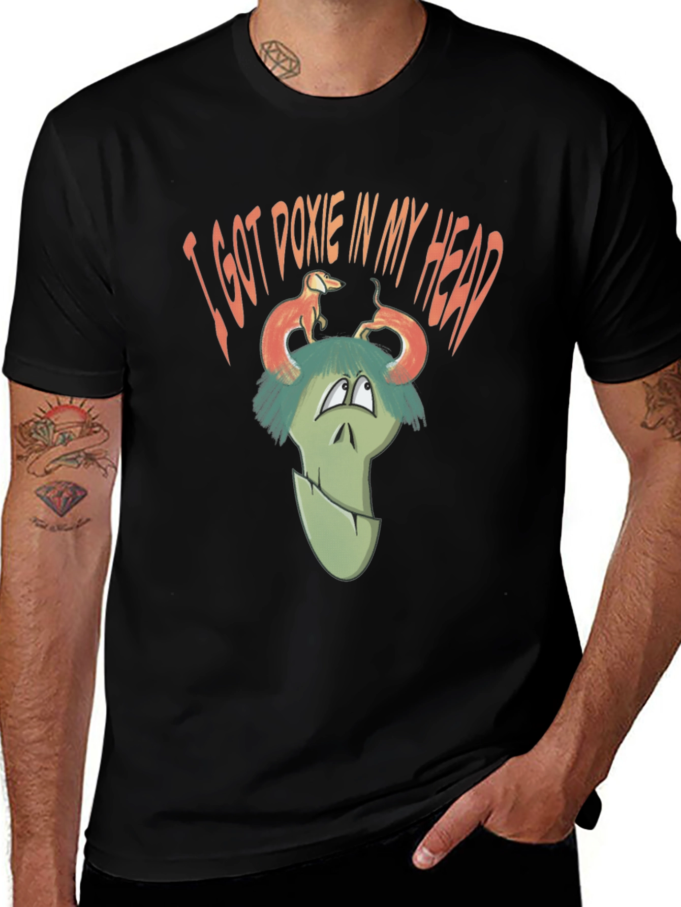 Doxie Head Graphic Tee - Unique Novelty T-Shirt