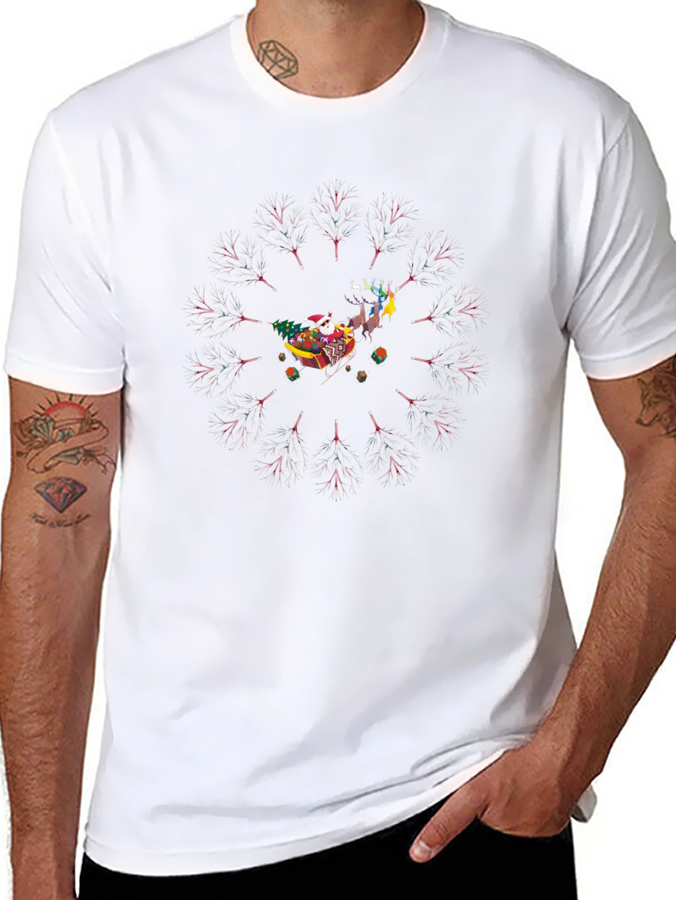 Festive Santa Sleigh Graphic Tee