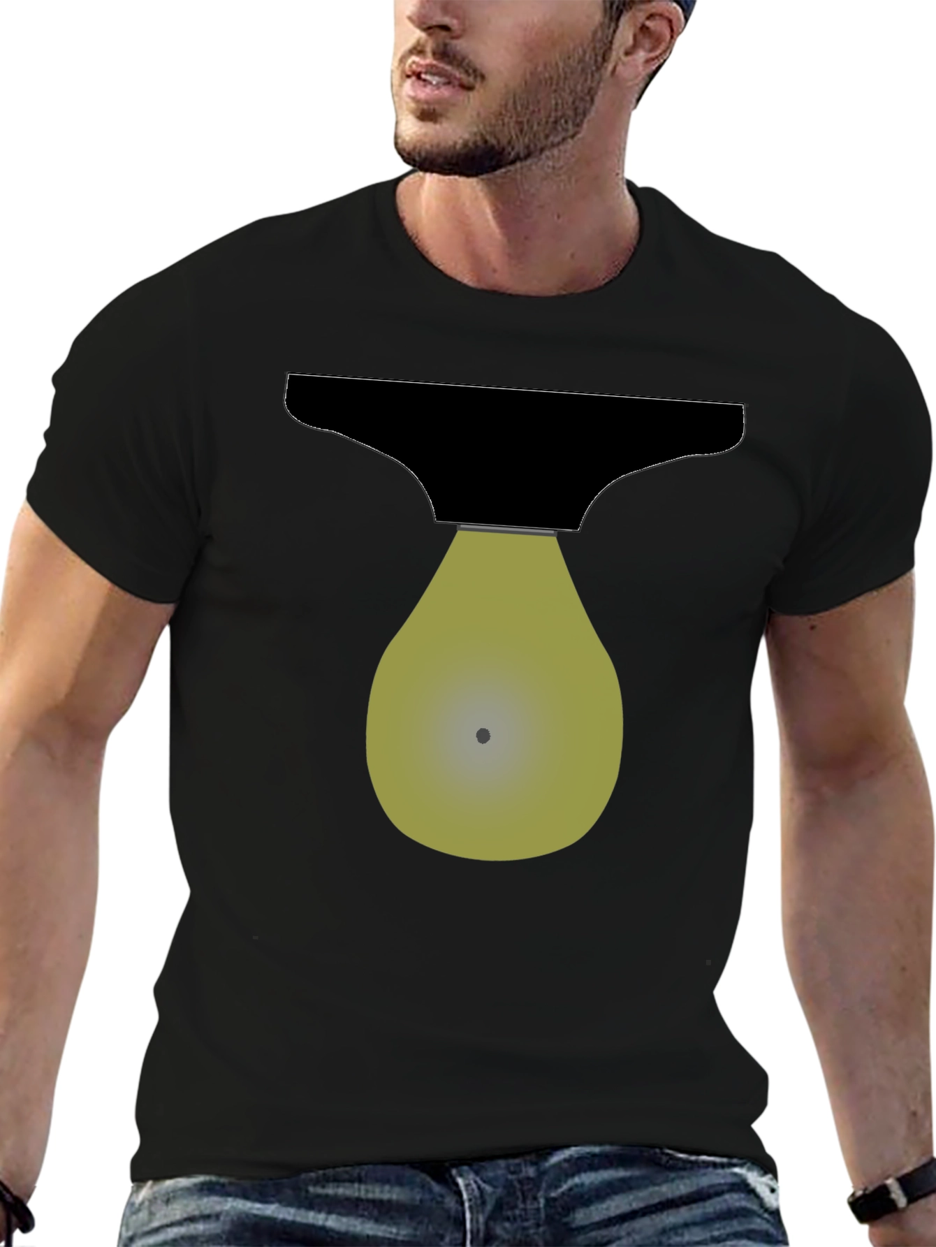 Abstract Lightbulb Graphic Tee - Black