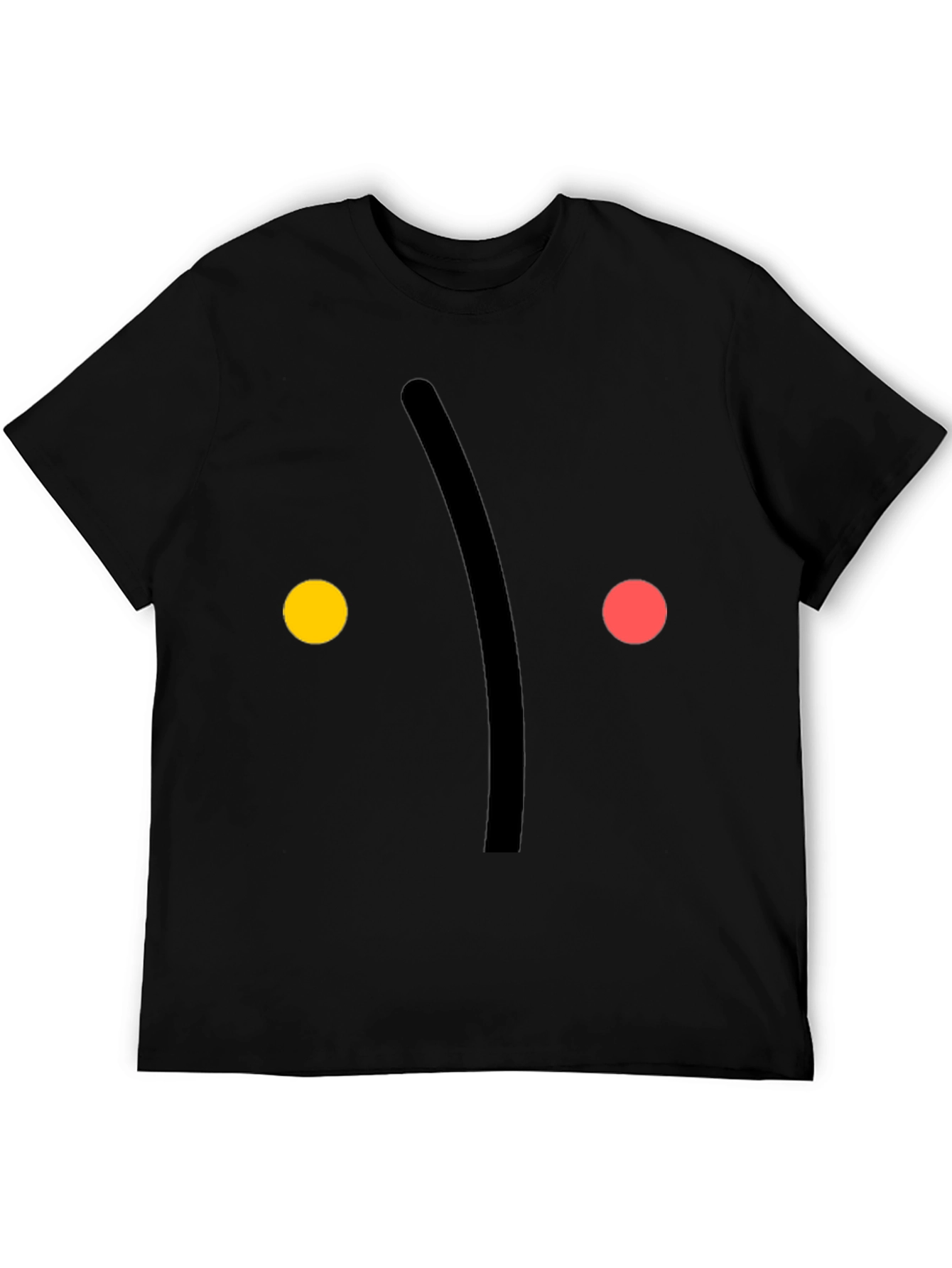 Minimalist Face Graphic Print Black T-Shirt