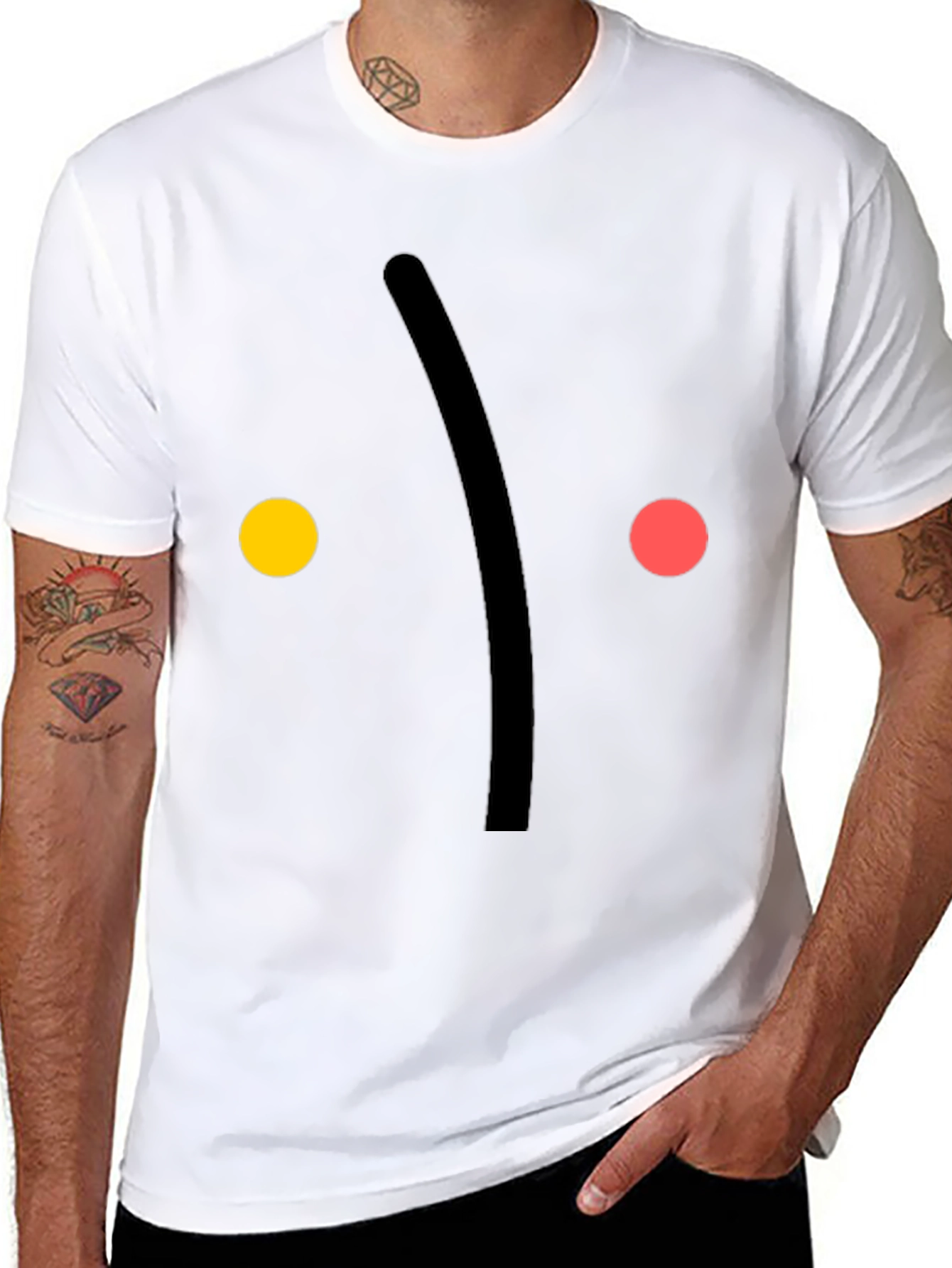 Minimalist Face Graphic Print Black T-Shirt