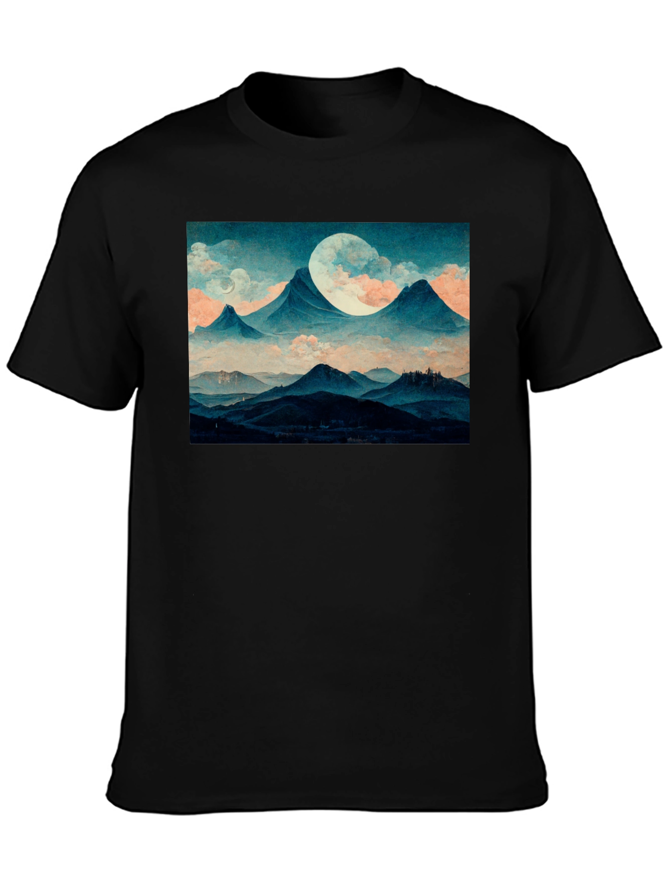 Mountains & Moon Graphic Tee - Black