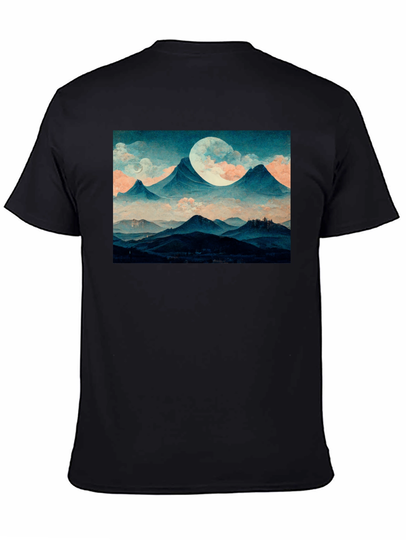 Mountains & Moon Graphic Tee - Black