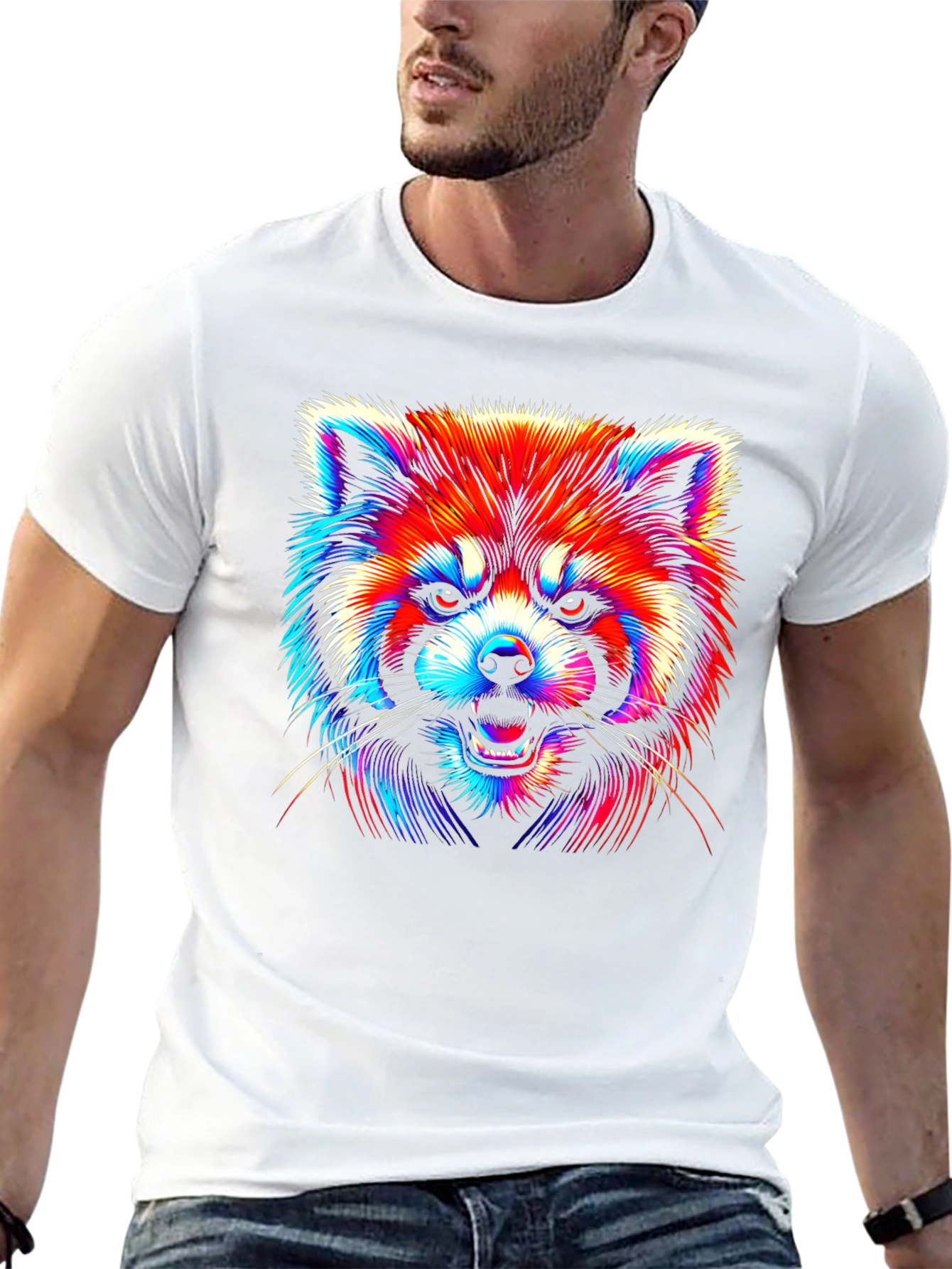 Neon Red Panda Graphic Tee