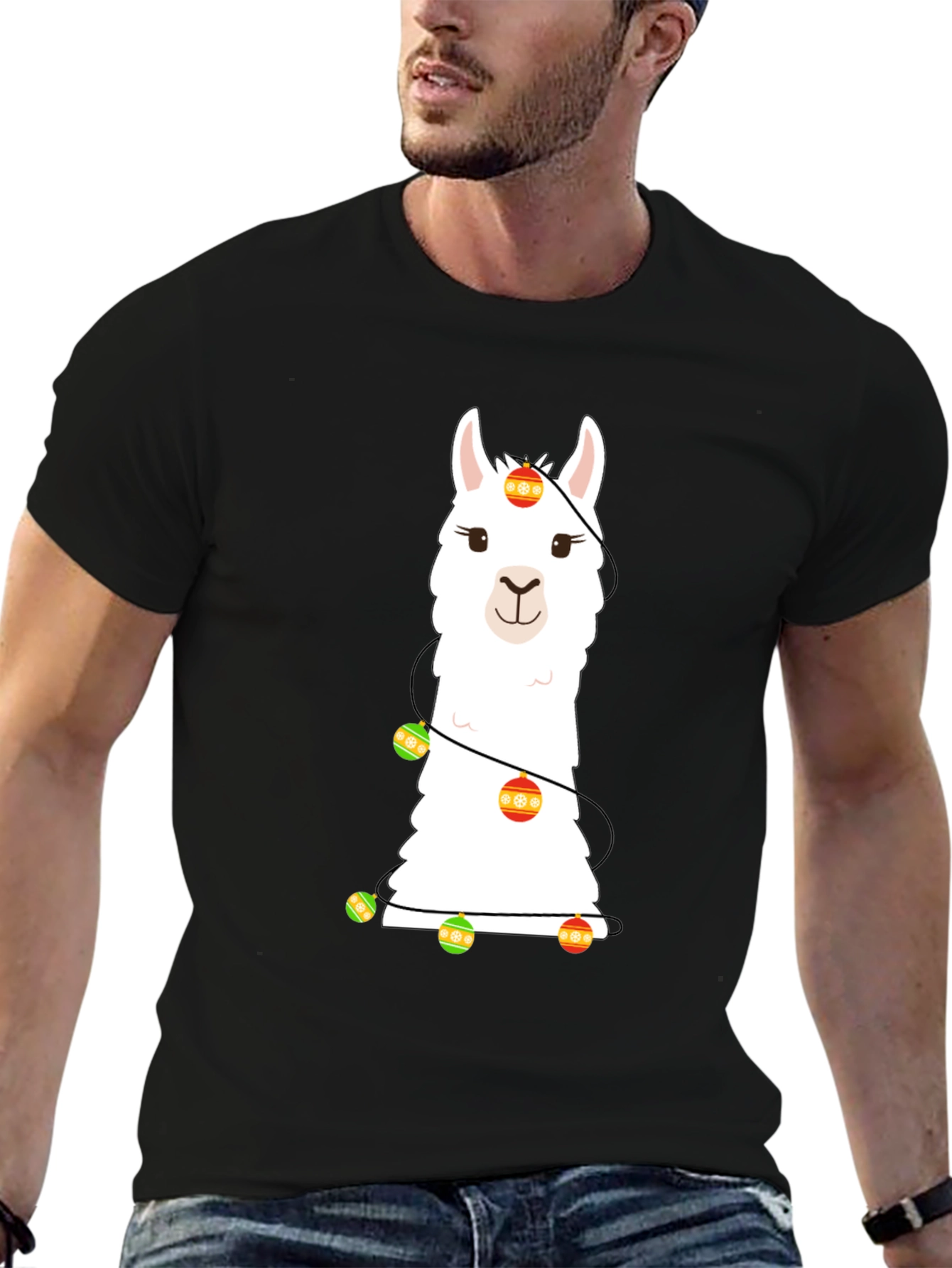 Llama Christmas Lights Graphic Tee