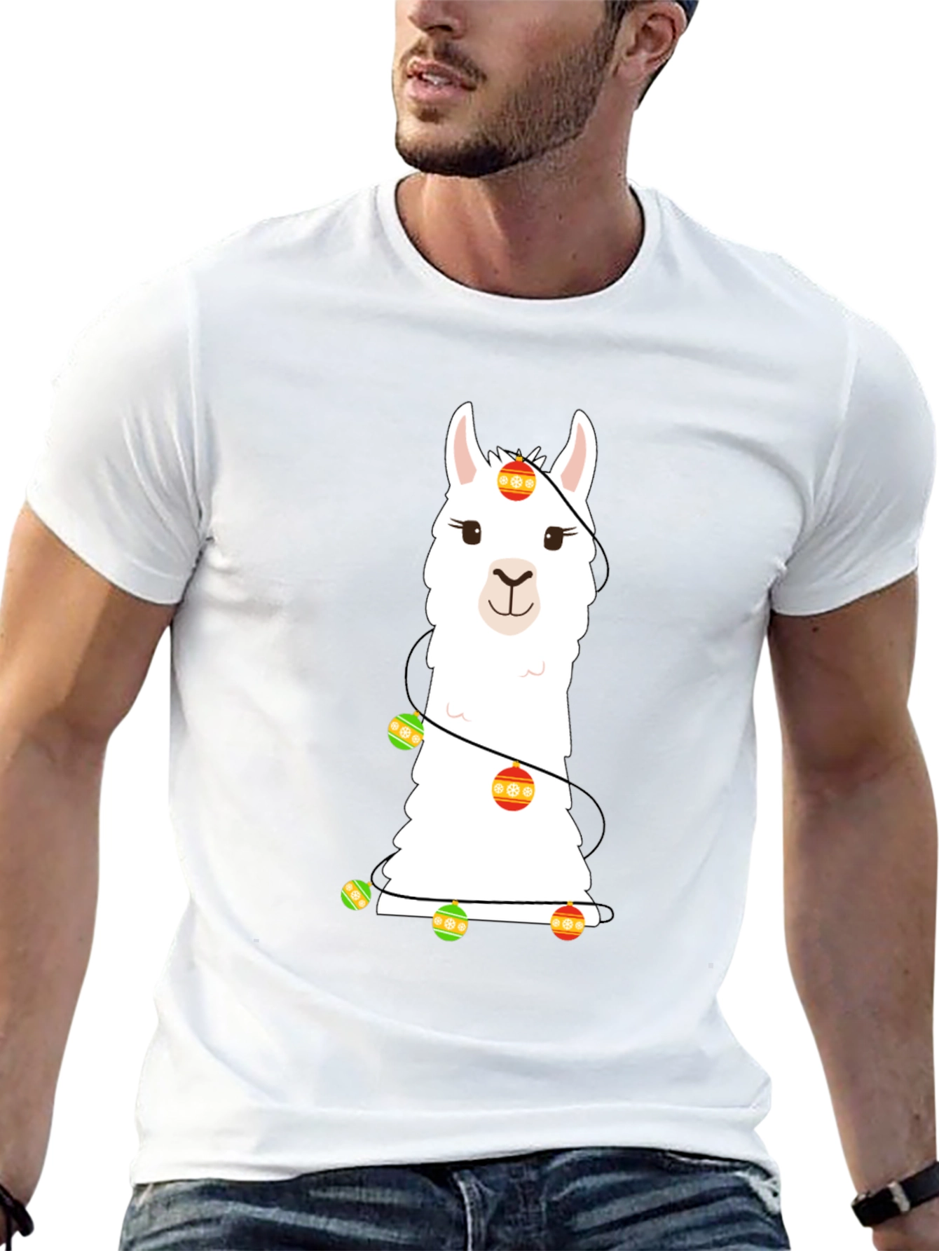 Llama Christmas Lights Graphic Tee