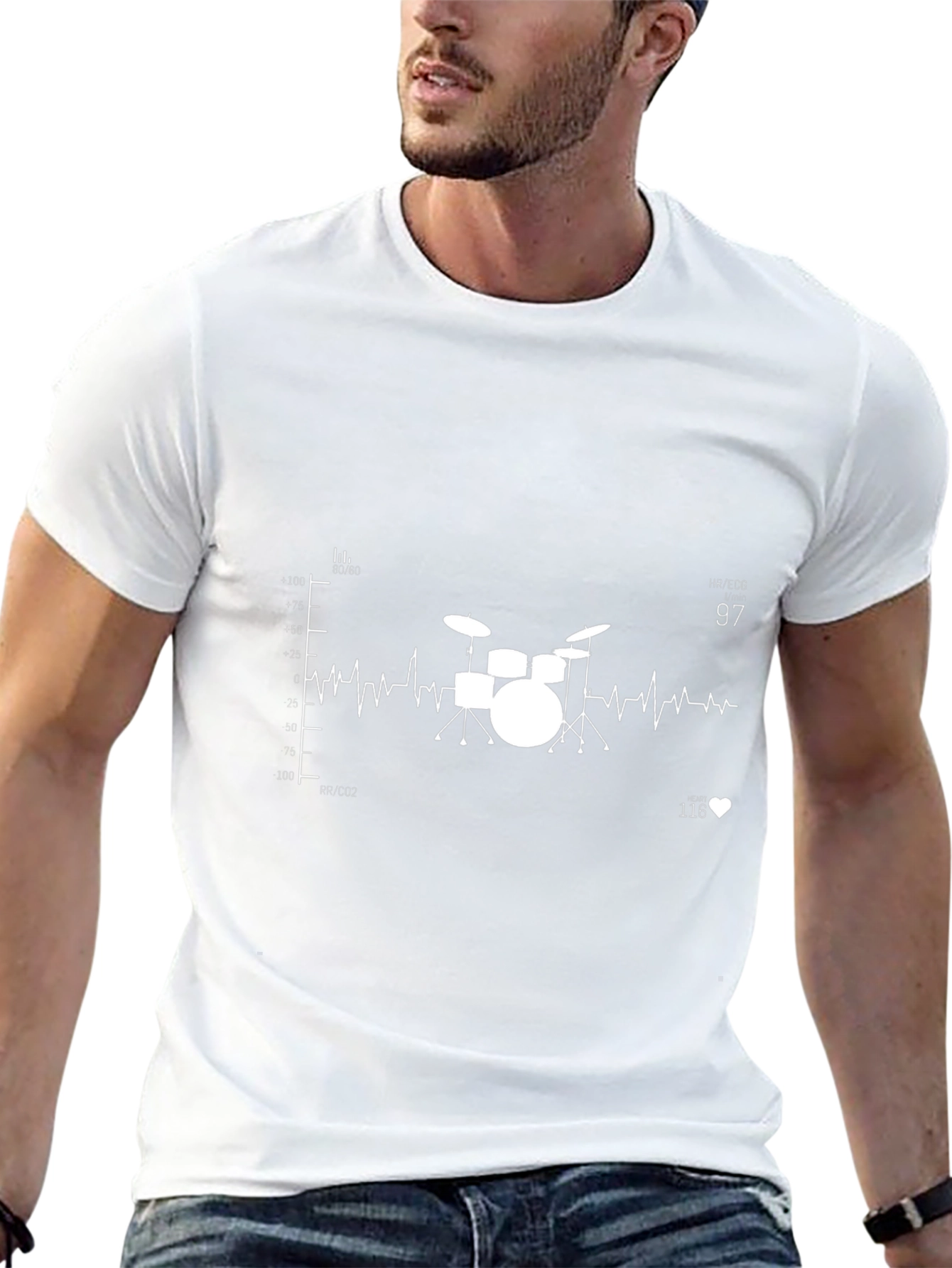 Drumbeat Heartbeat Graphic Tee - Black Cotton