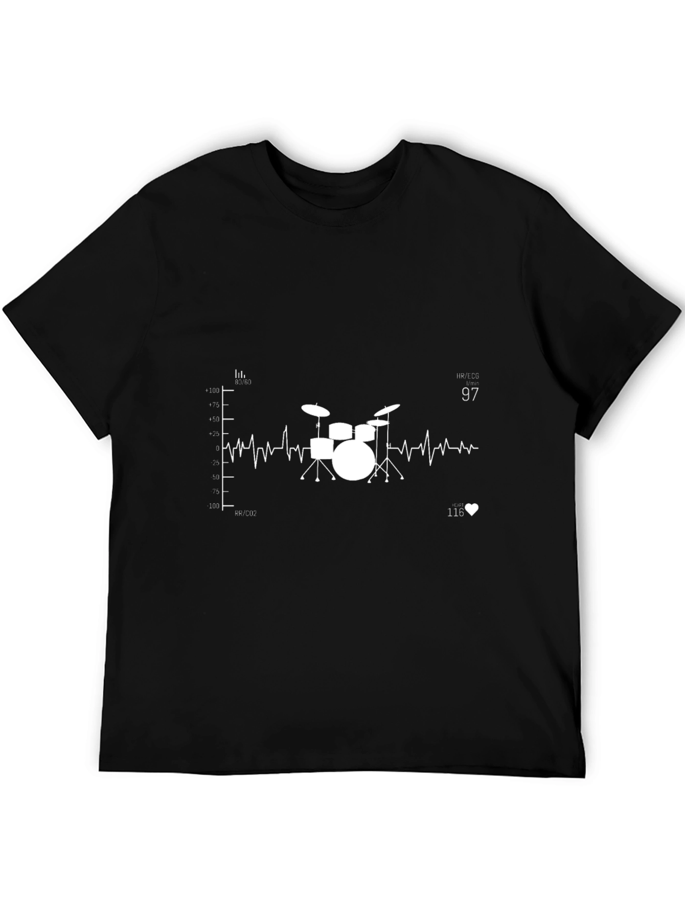 Drumbeat Heartbeat Graphic Tee - Black Cotton
