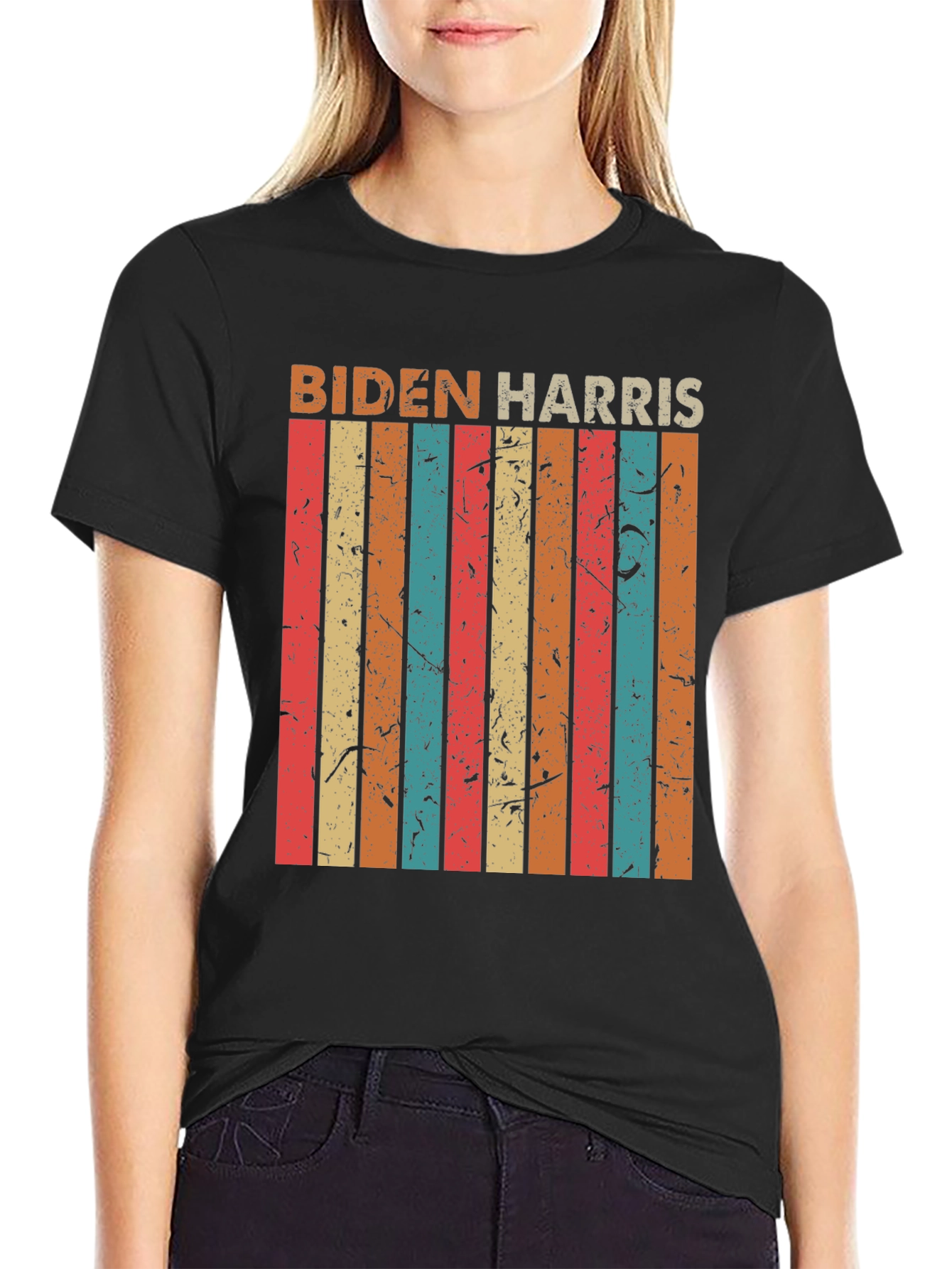 Biden Harris Retro Stripe Graphic Tee