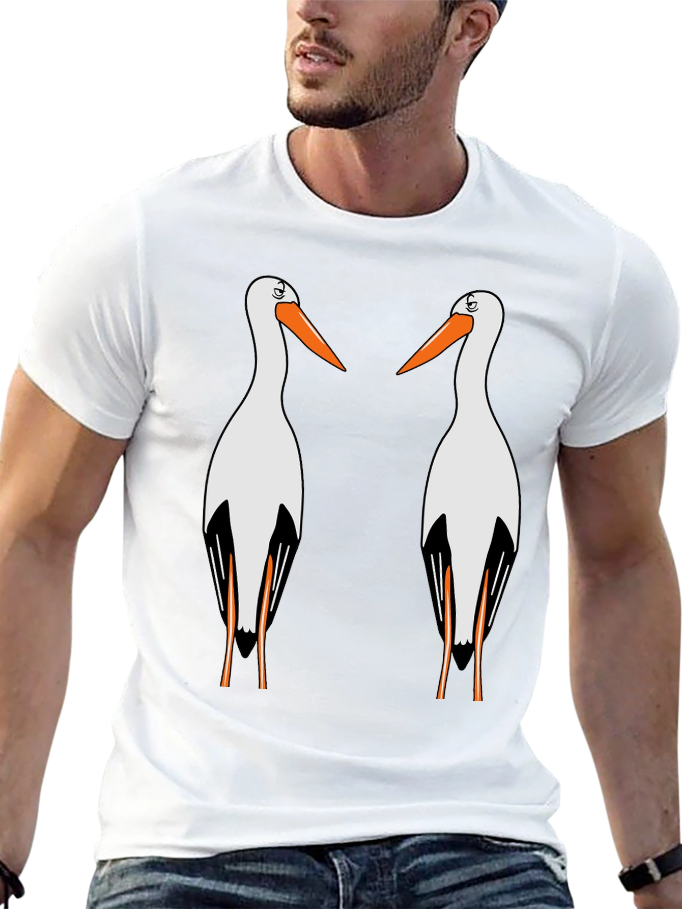 Stork Graphic T-Shirt - Quirky Bird Lover Tee