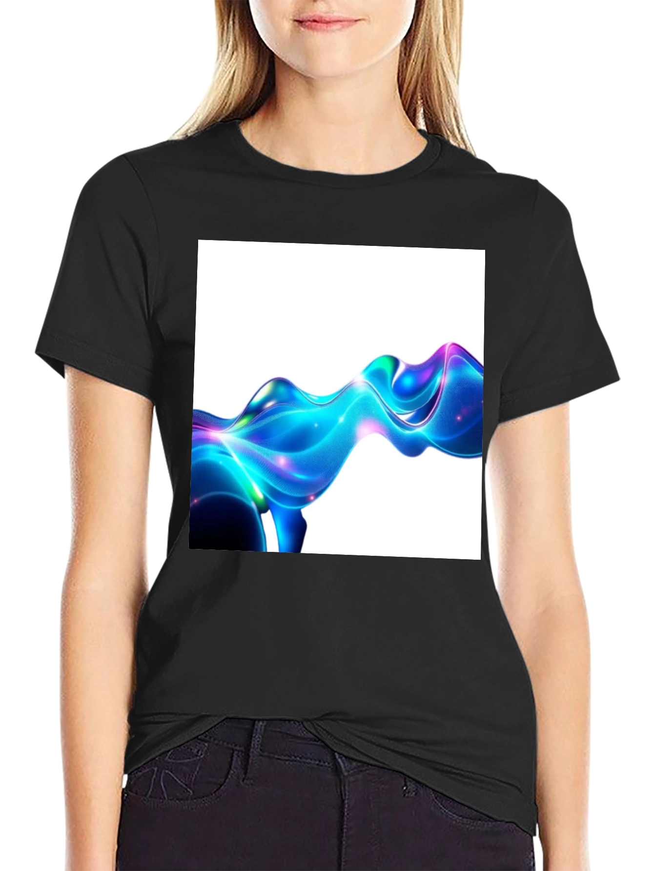 Abstract Fluid Art Black T-Shirt