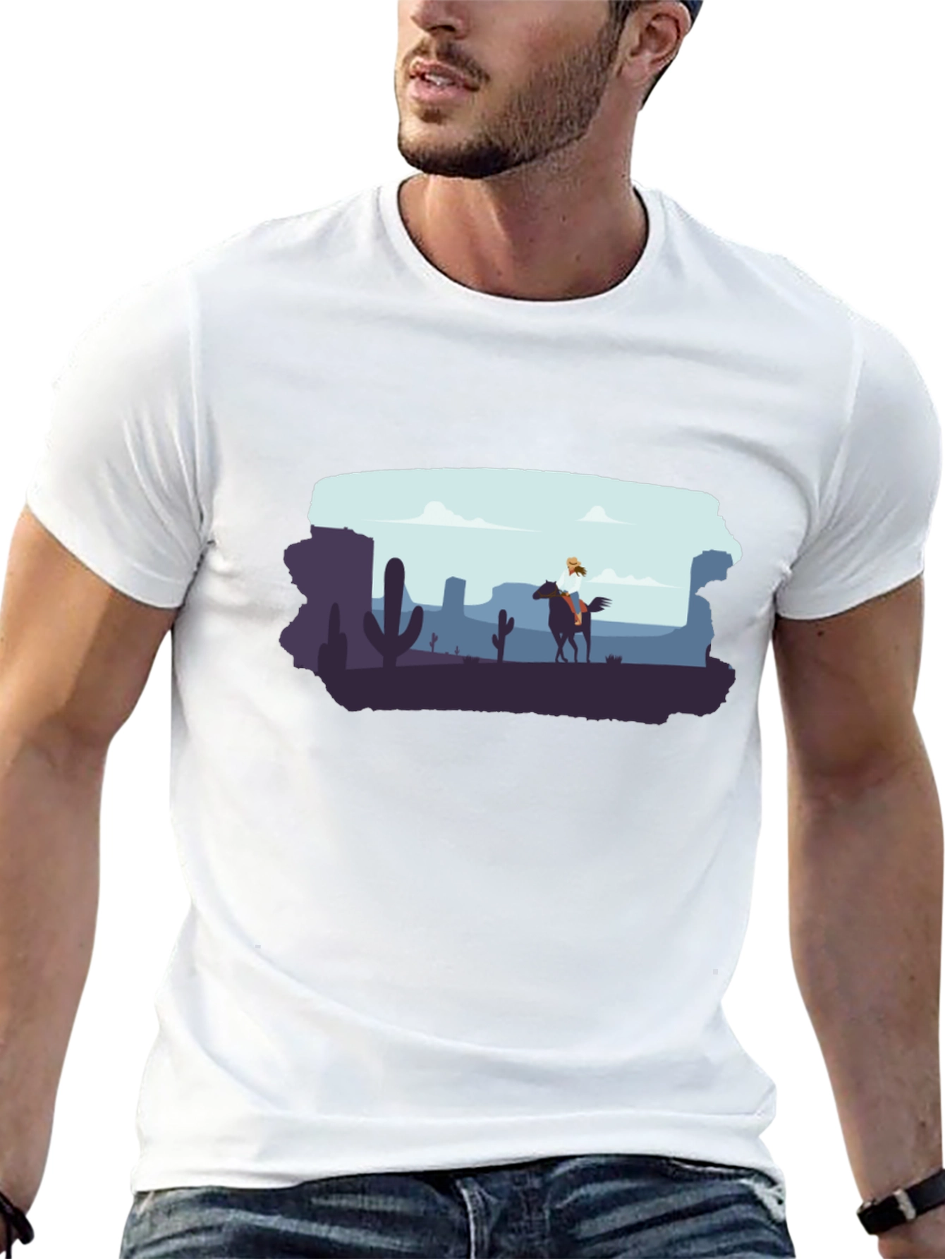 Desert Rider Graphic Tee - Black Cotton T-Shirt