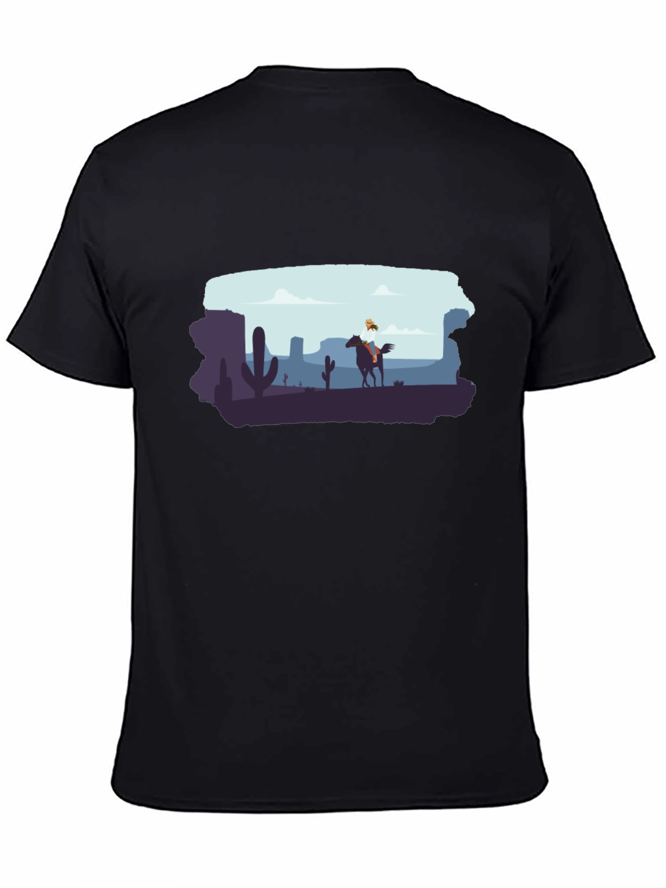 Desert Rider Graphic Tee - Black Cotton T-Shirt