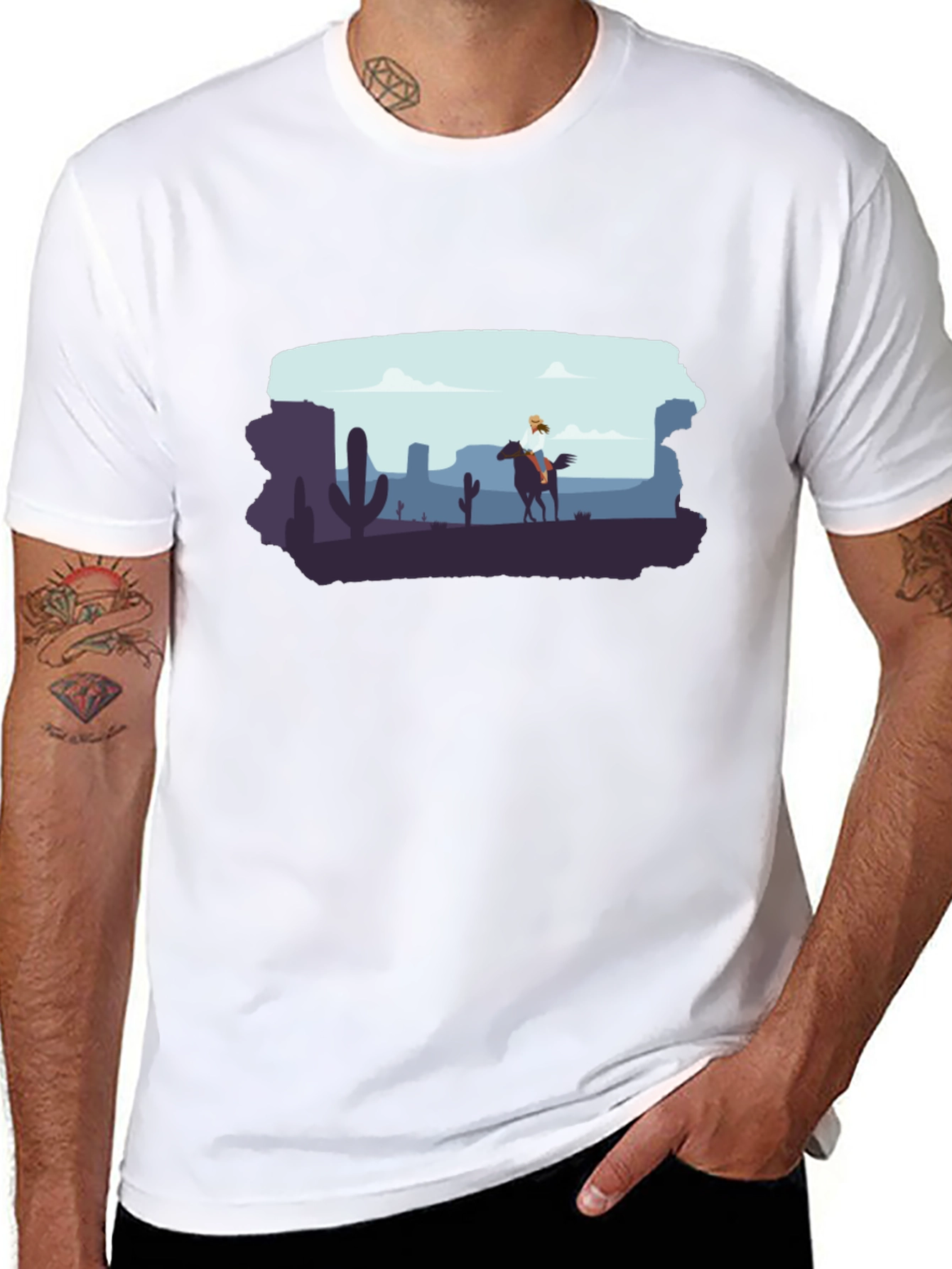 Desert Rider Graphic Tee - Black Cotton T-Shirt