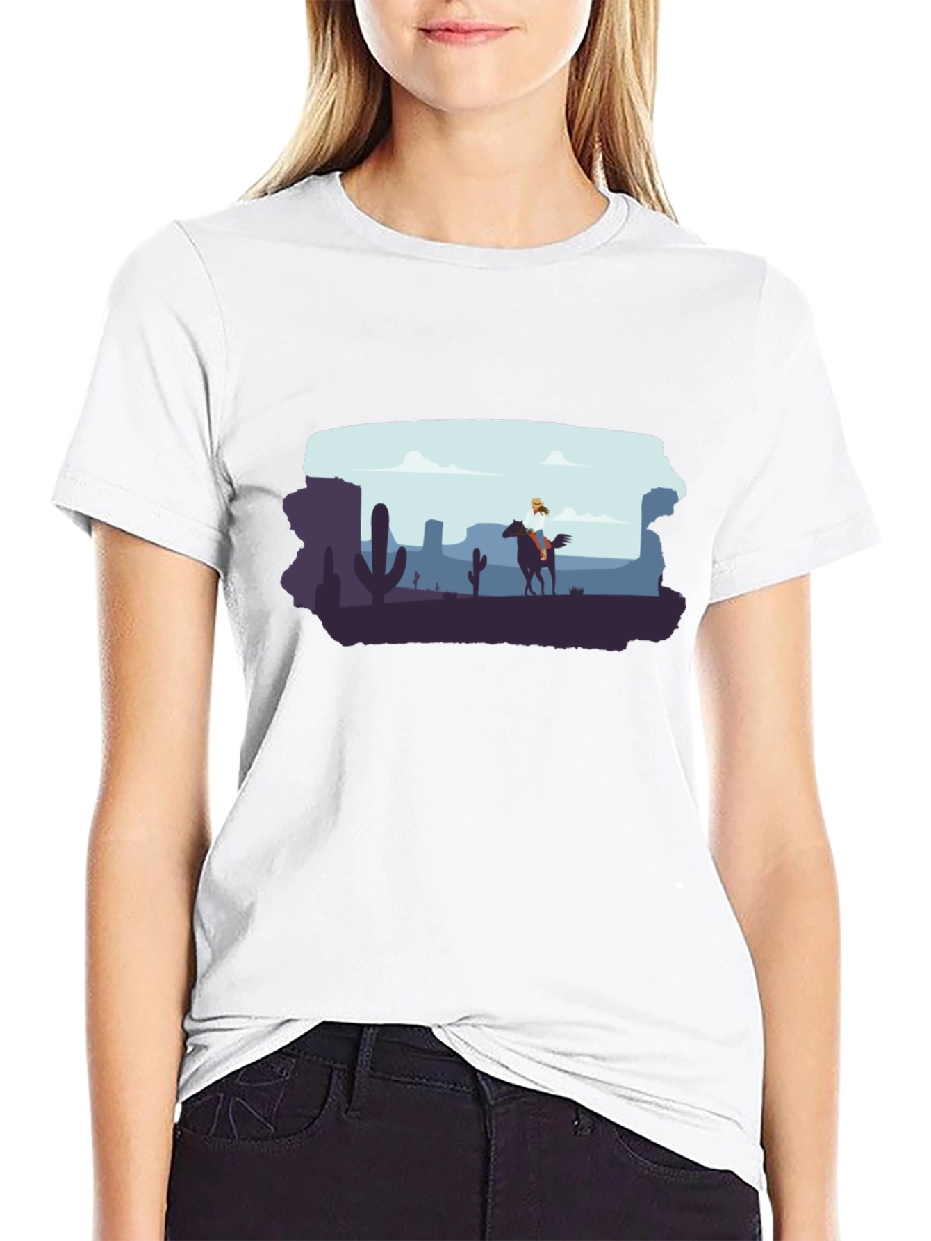 Desert Rider Graphic Tee - Black Cotton T-Shirt