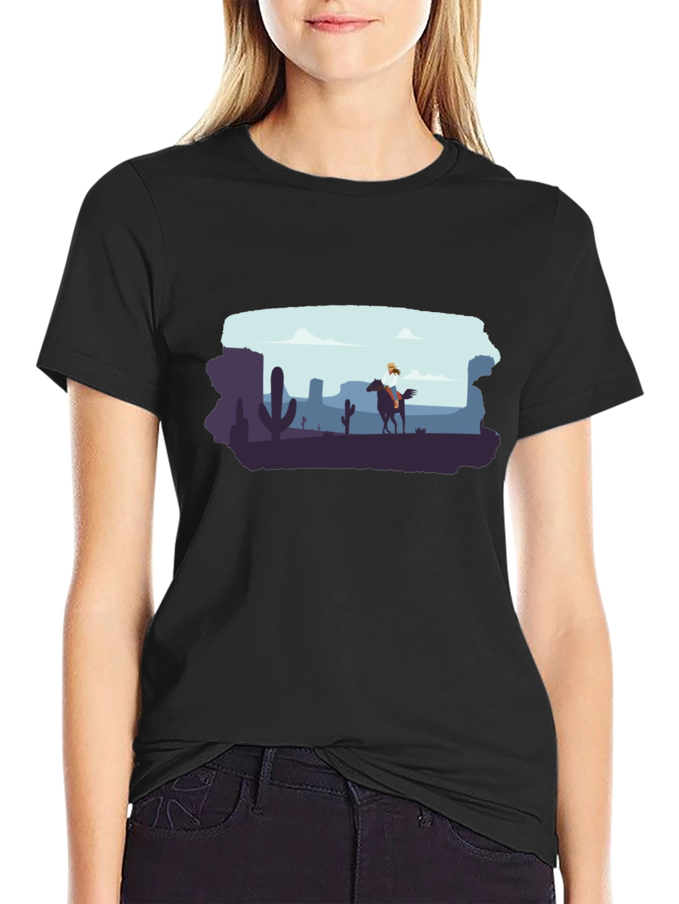 Desert Rider Graphic Tee - Black Cotton T-Shirt