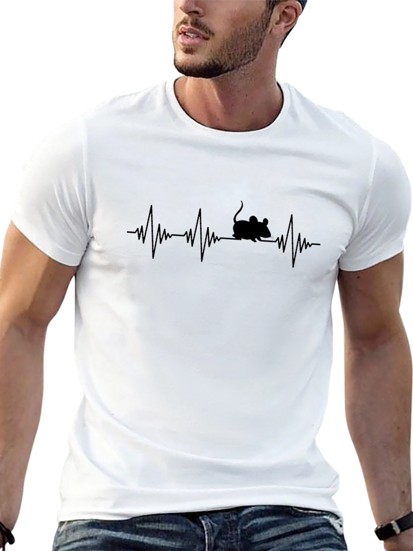 Mouse Heartbeat Black T-Shirt