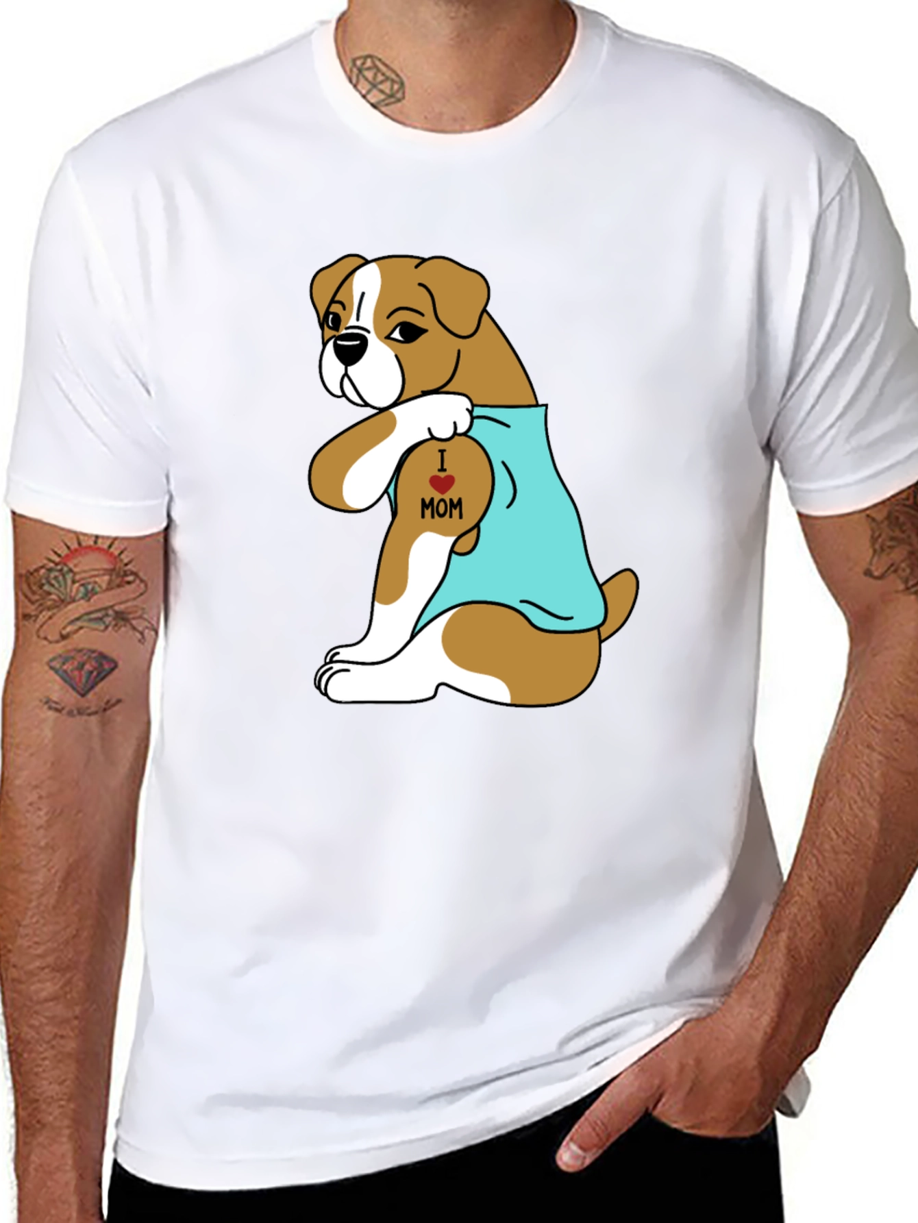 Boxer Dog I Heart Mom Tattoo T-Shirt