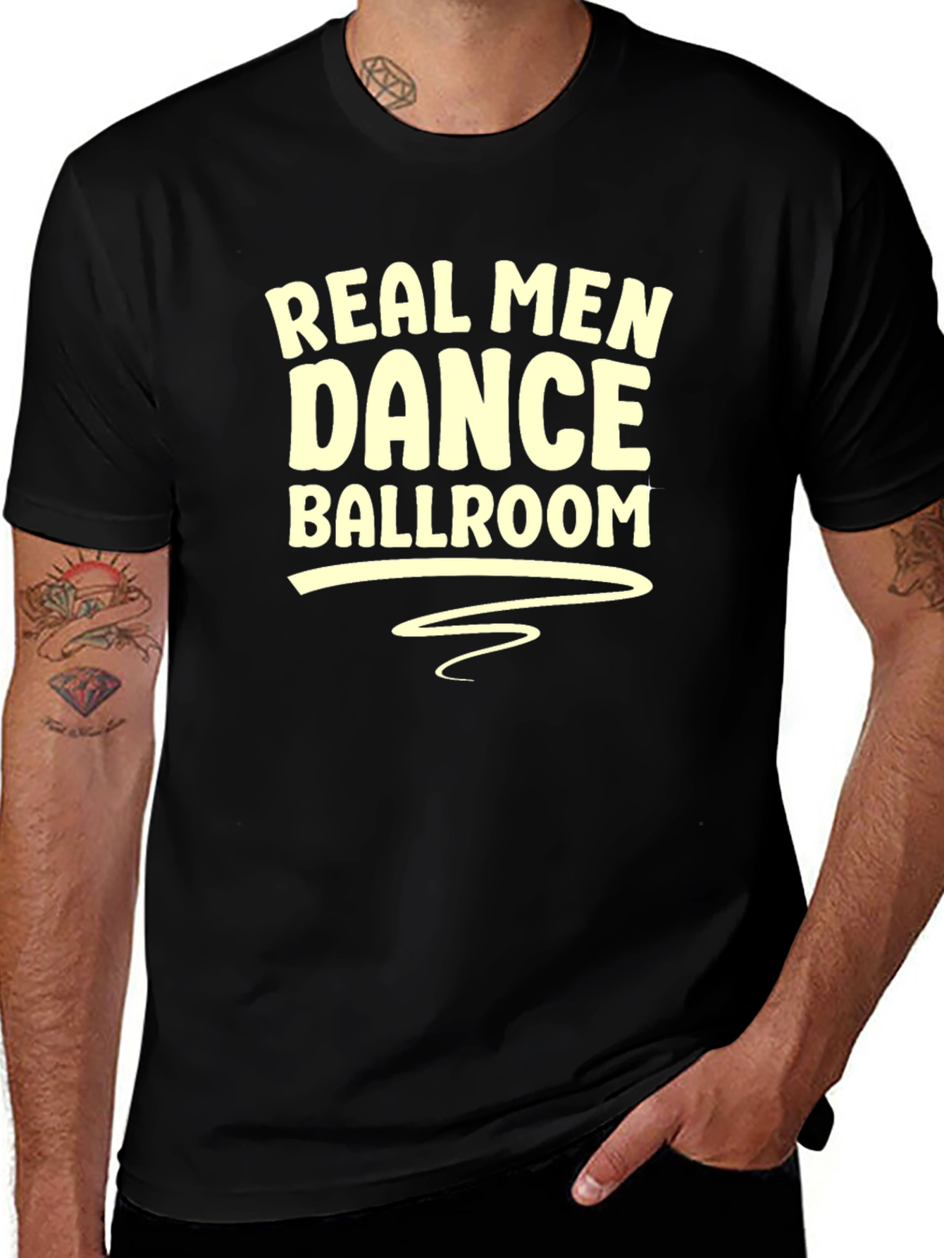 Real Men Dance Ballroom T-Shirt - Black Graphic Tee