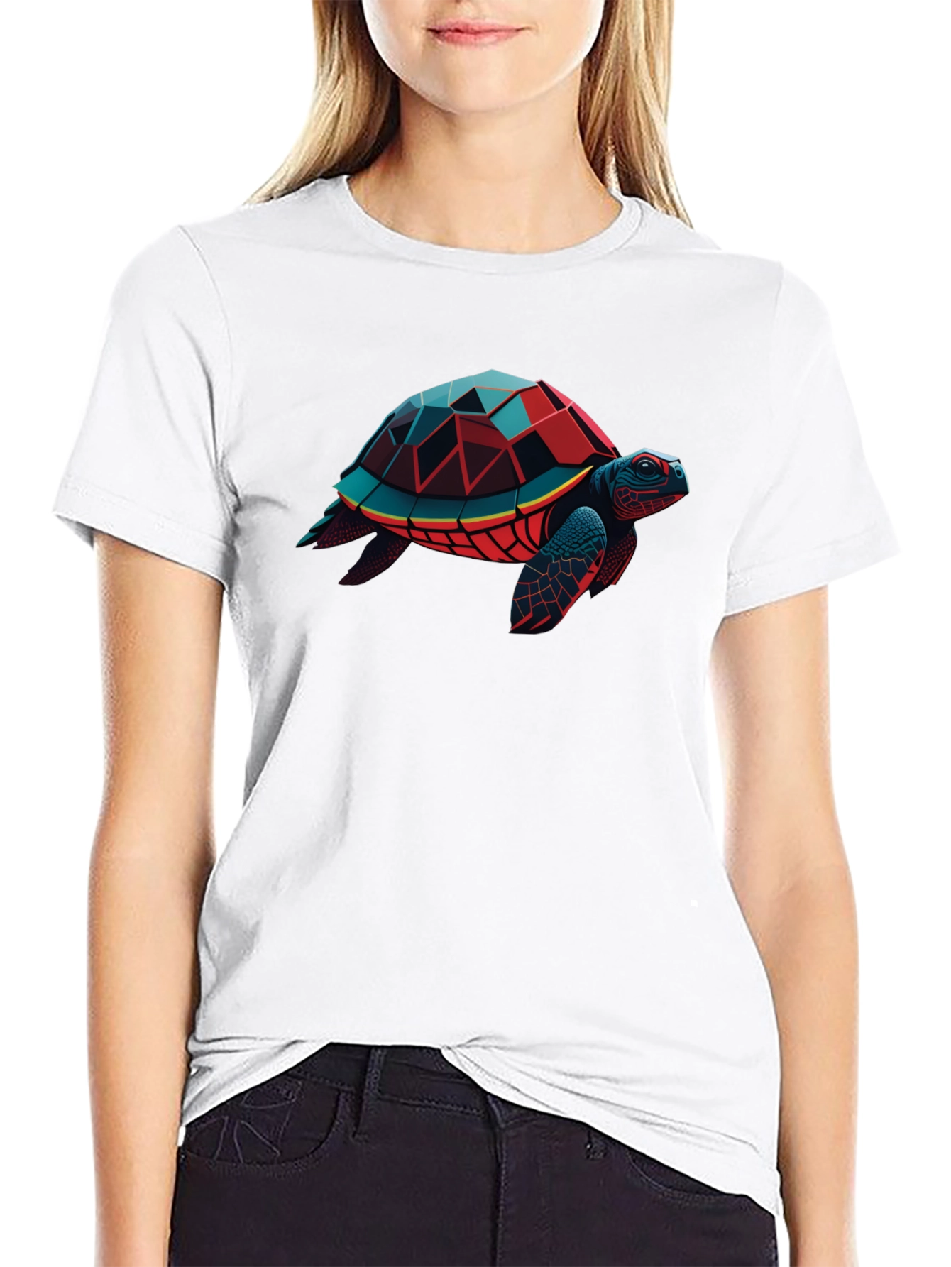 Geometric Turtle Graphic Tee - Modern Style