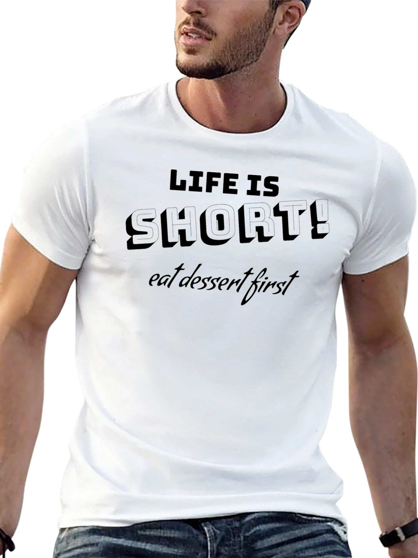 Life is Short Eat Dessert First Black T-Shirt
