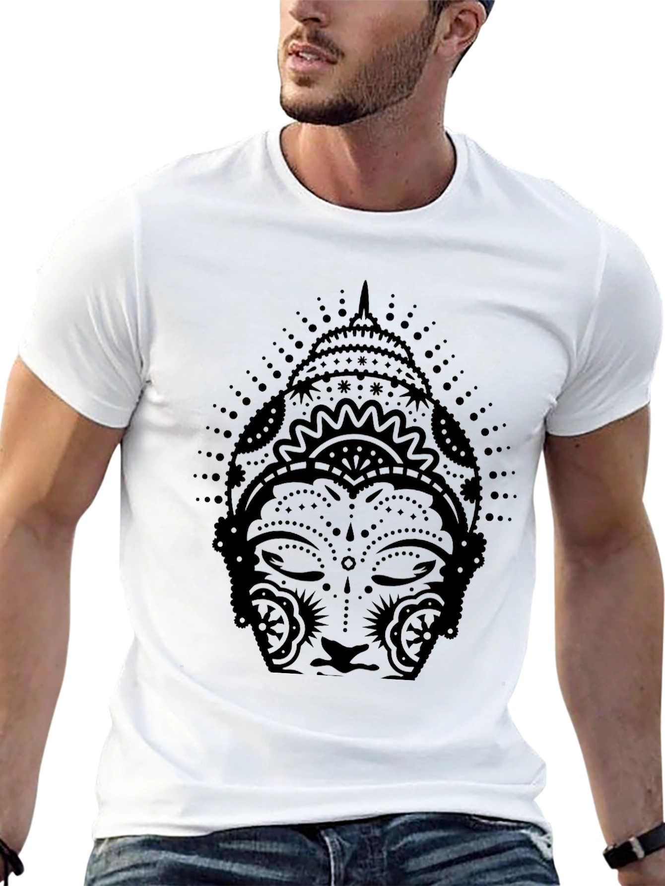 Buddha Graphic Print Black T-Shirt