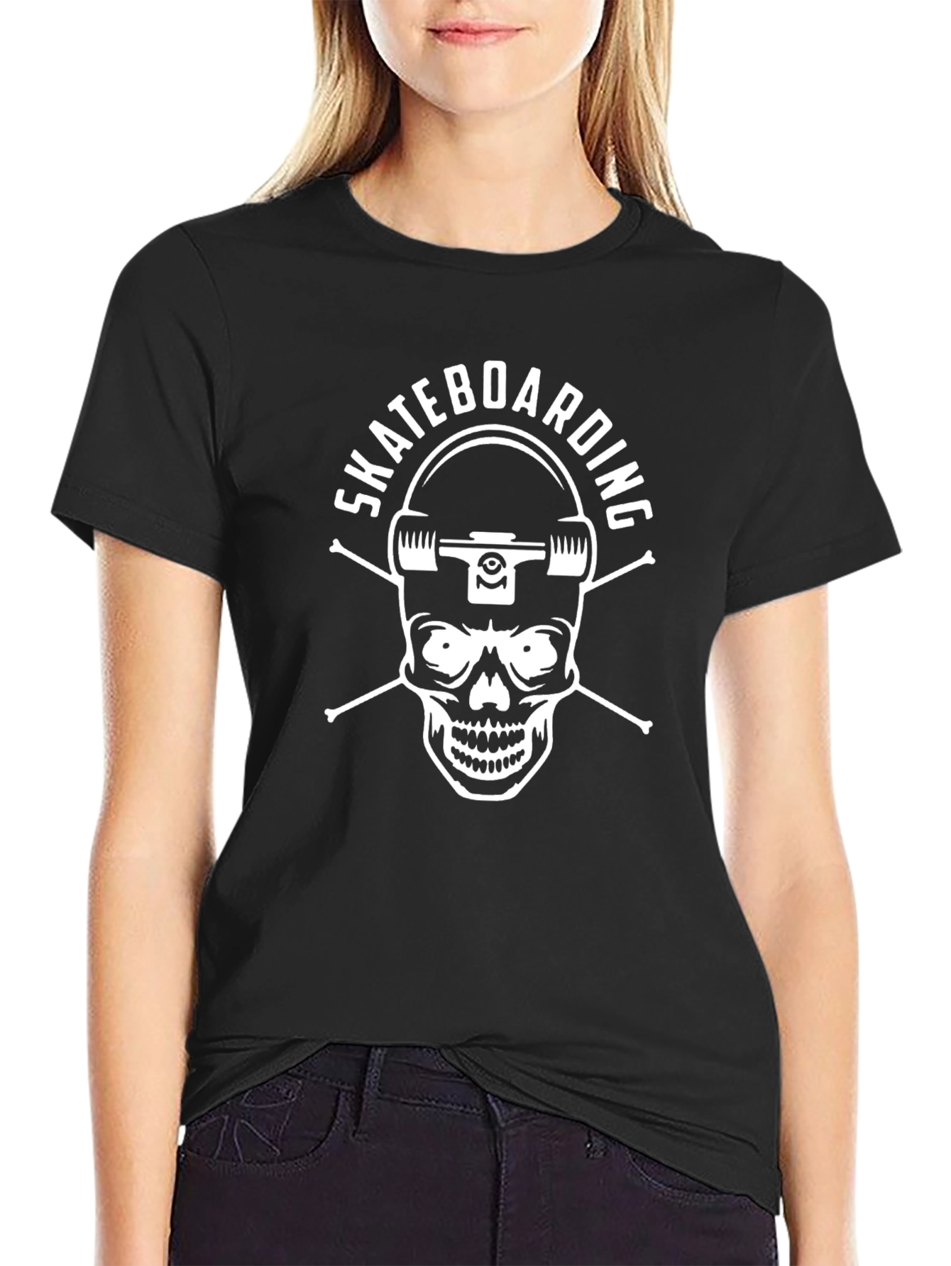 Skateboarding Skull Graphic Tee - Cool Casual Style