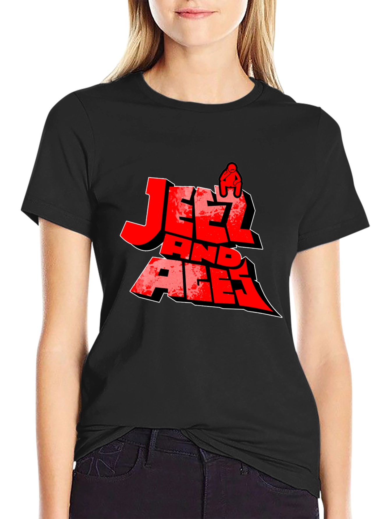 Jeetz And Aces Black Graphic T-Shirt