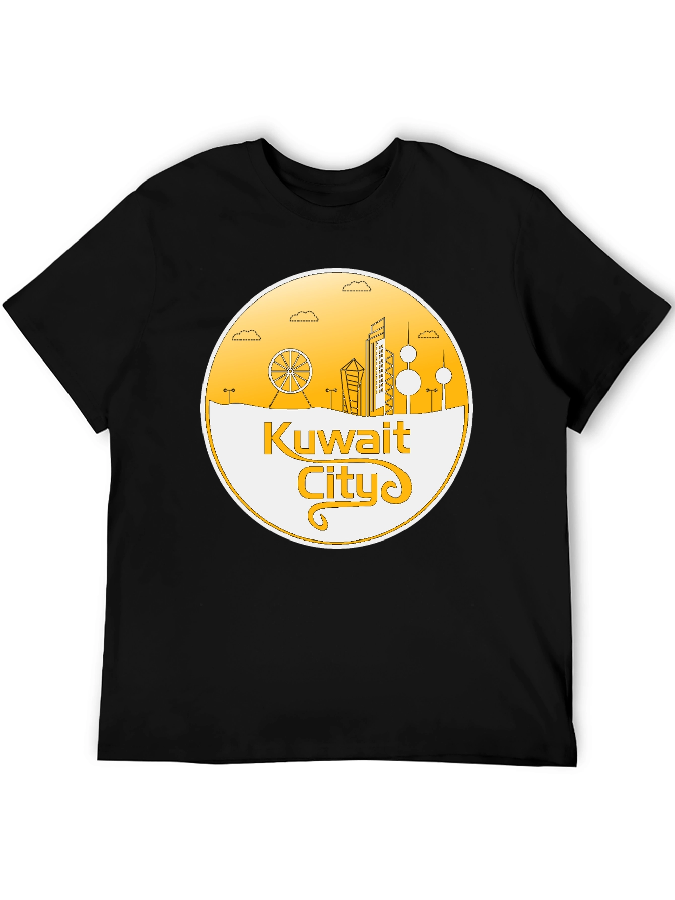 Kuwait City Skyline T-Shirt - Black Cotton Graphic Tee