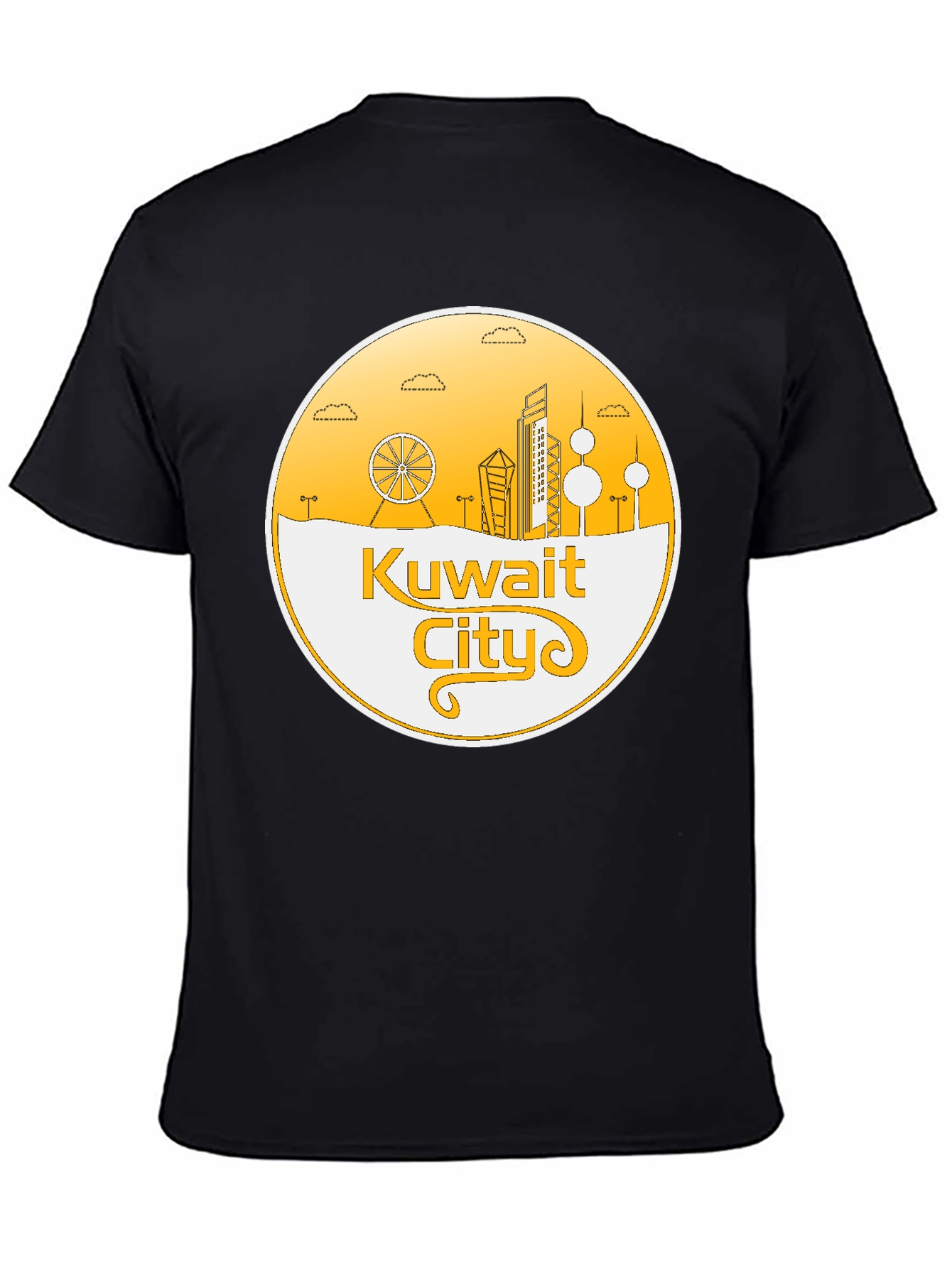 Kuwait City Skyline T-Shirt - Black Cotton Graphic Tee