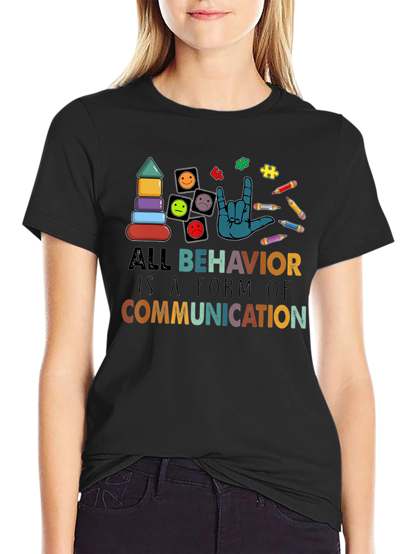 All Behavior Is Communication Black T-Shirt
