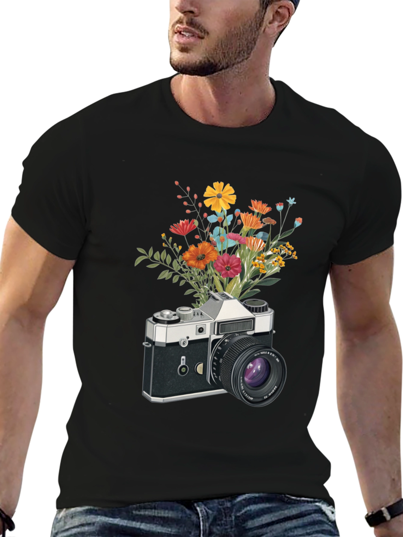 Floral Camera Graphic T-Shirt