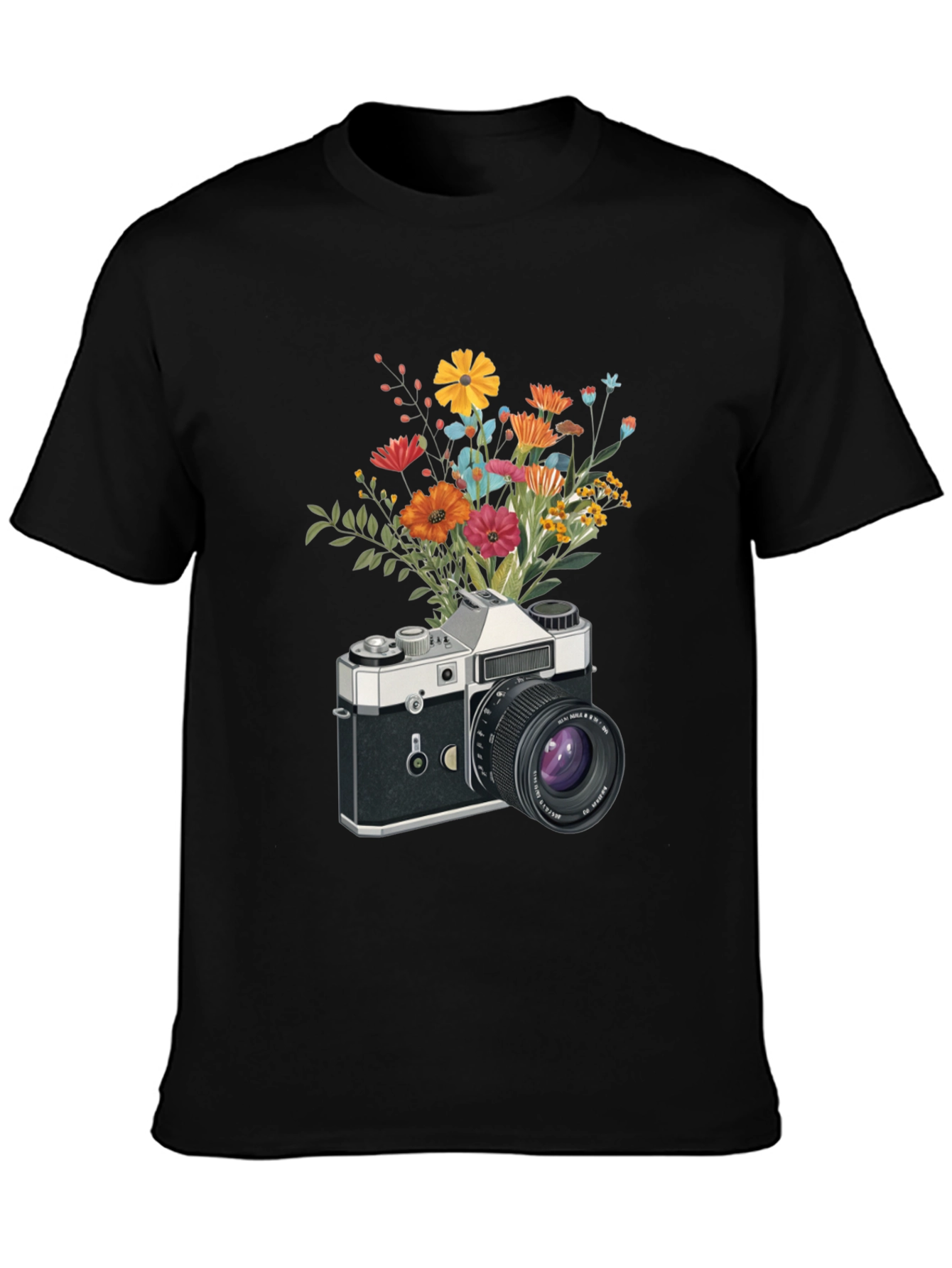 Floral Camera Graphic T-Shirt