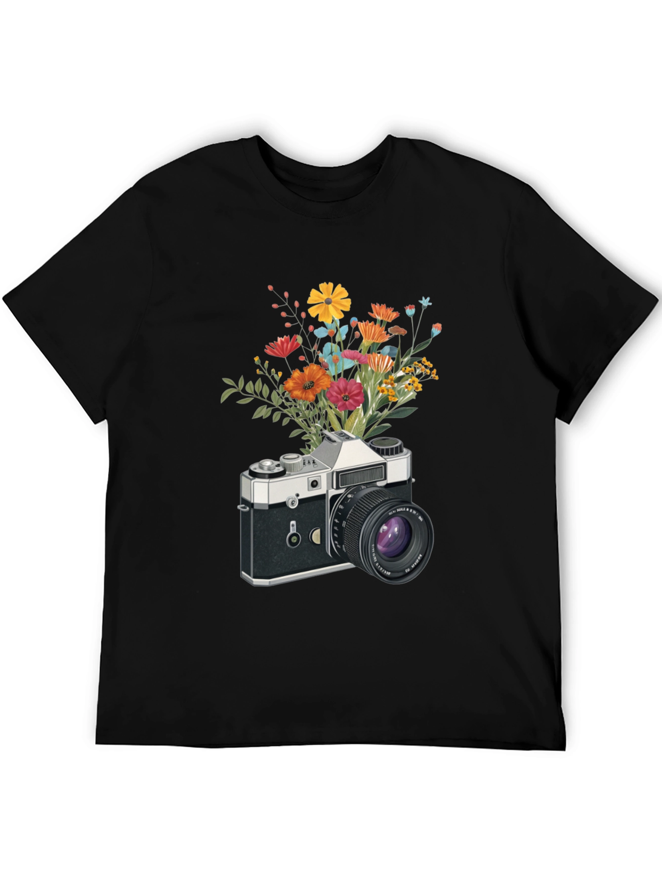 Floral Camera Graphic T-Shirt