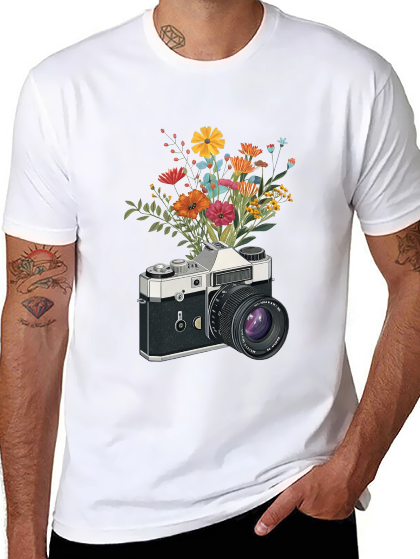 Floral Camera Graphic T-Shirt