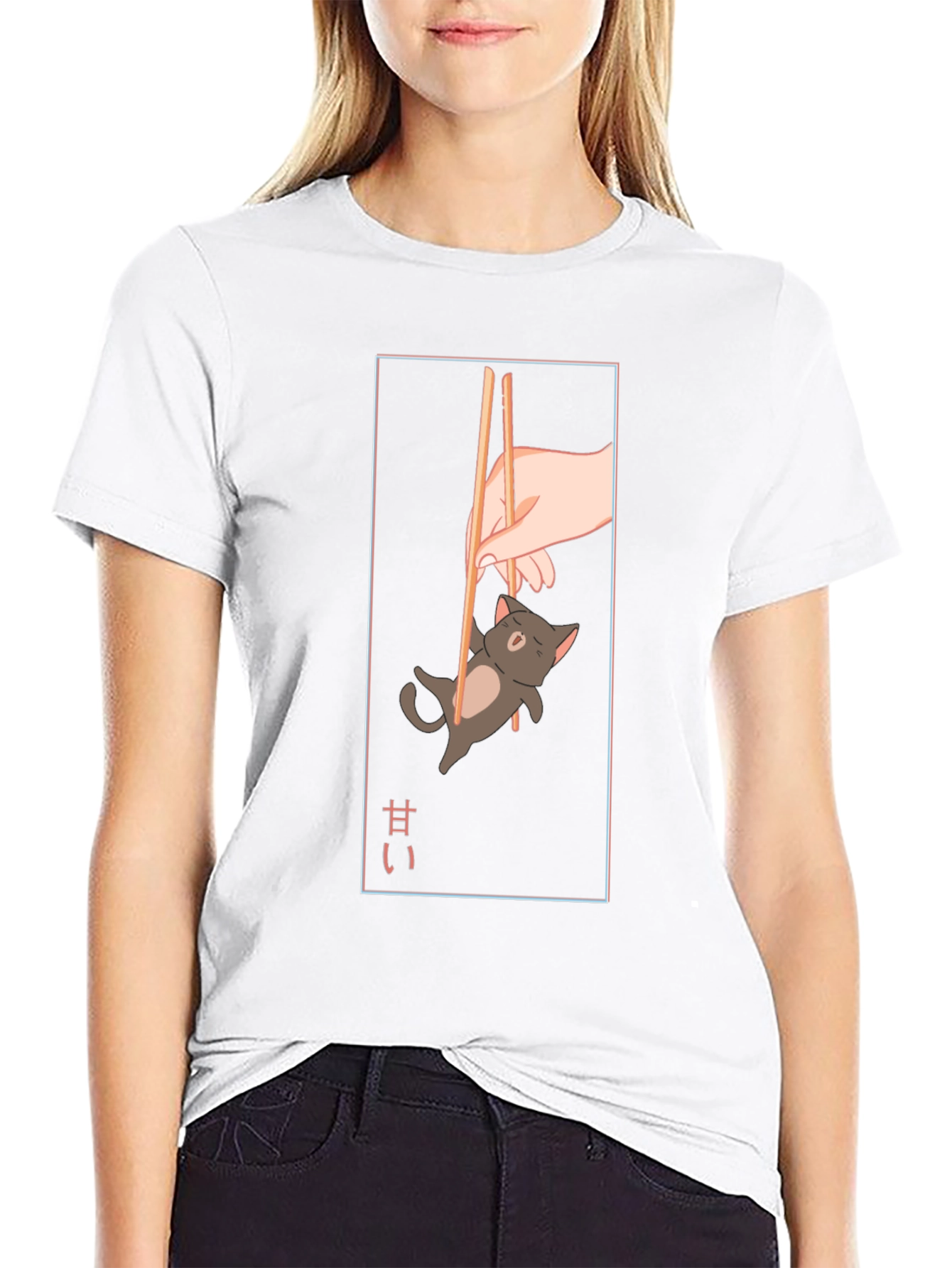 Anime Cat Chopsticks T-Shirt