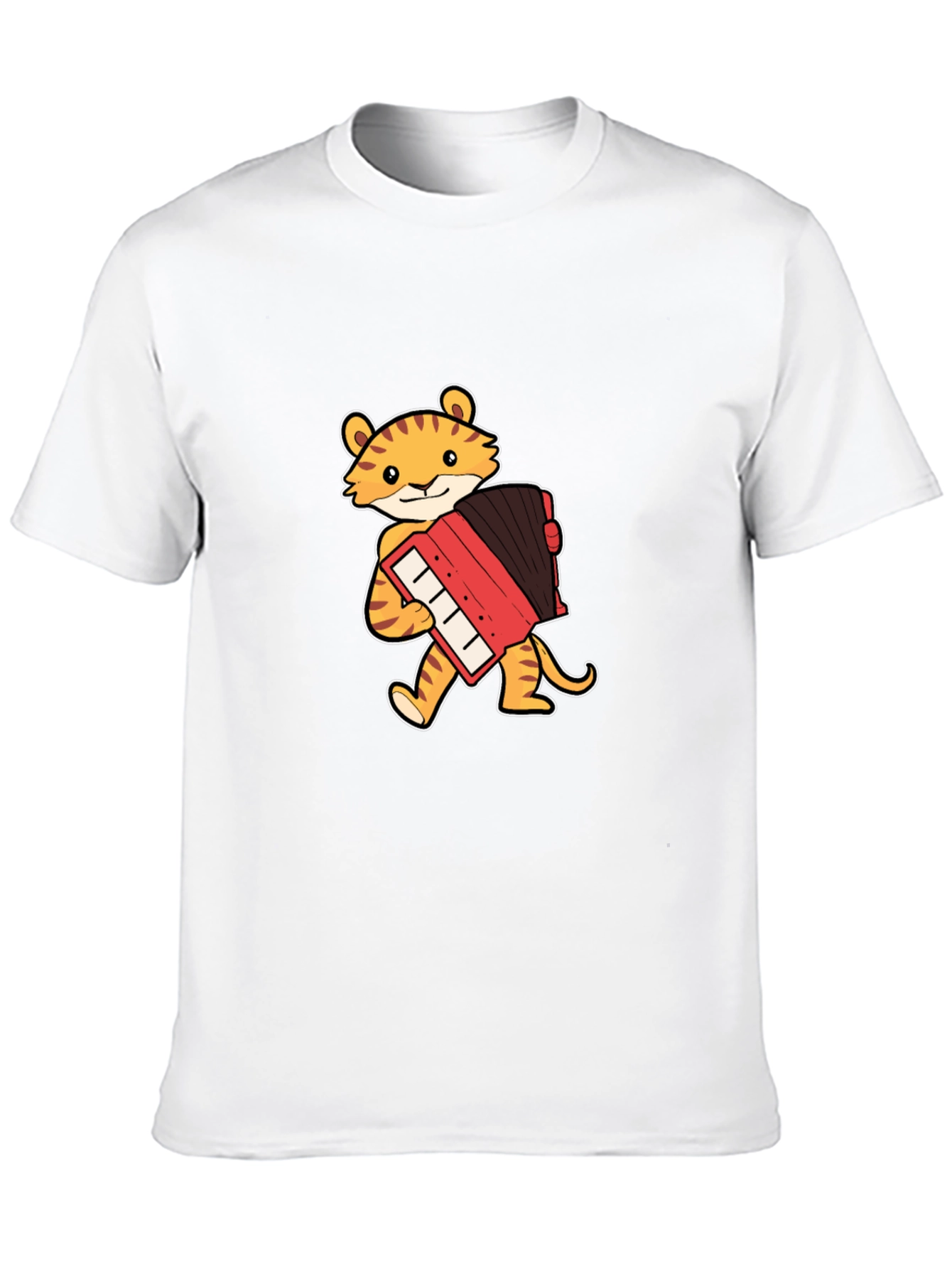 Tiger Accordion Player Black T-Shirt