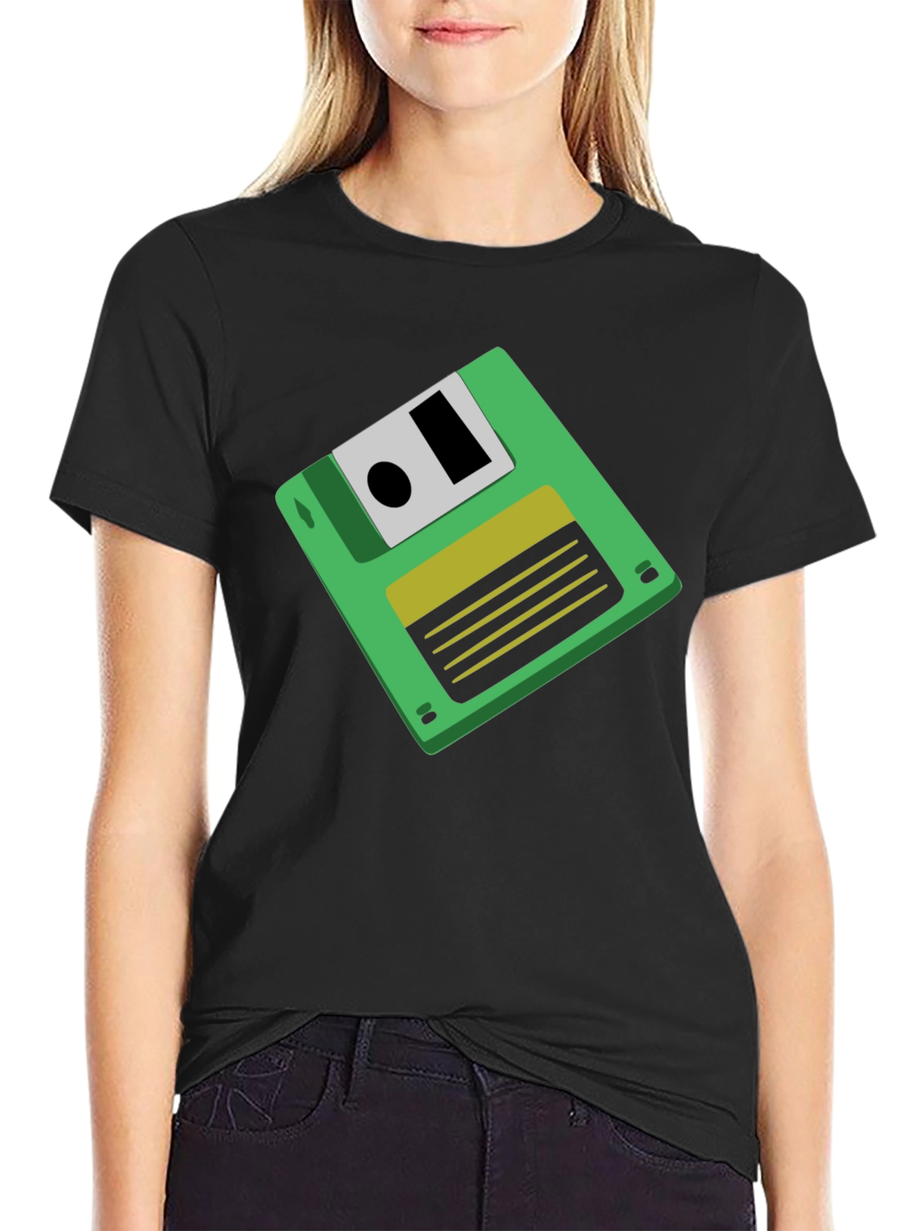 Retro Floppy Disk Graphic Tee - Black Unisex T-Shirt