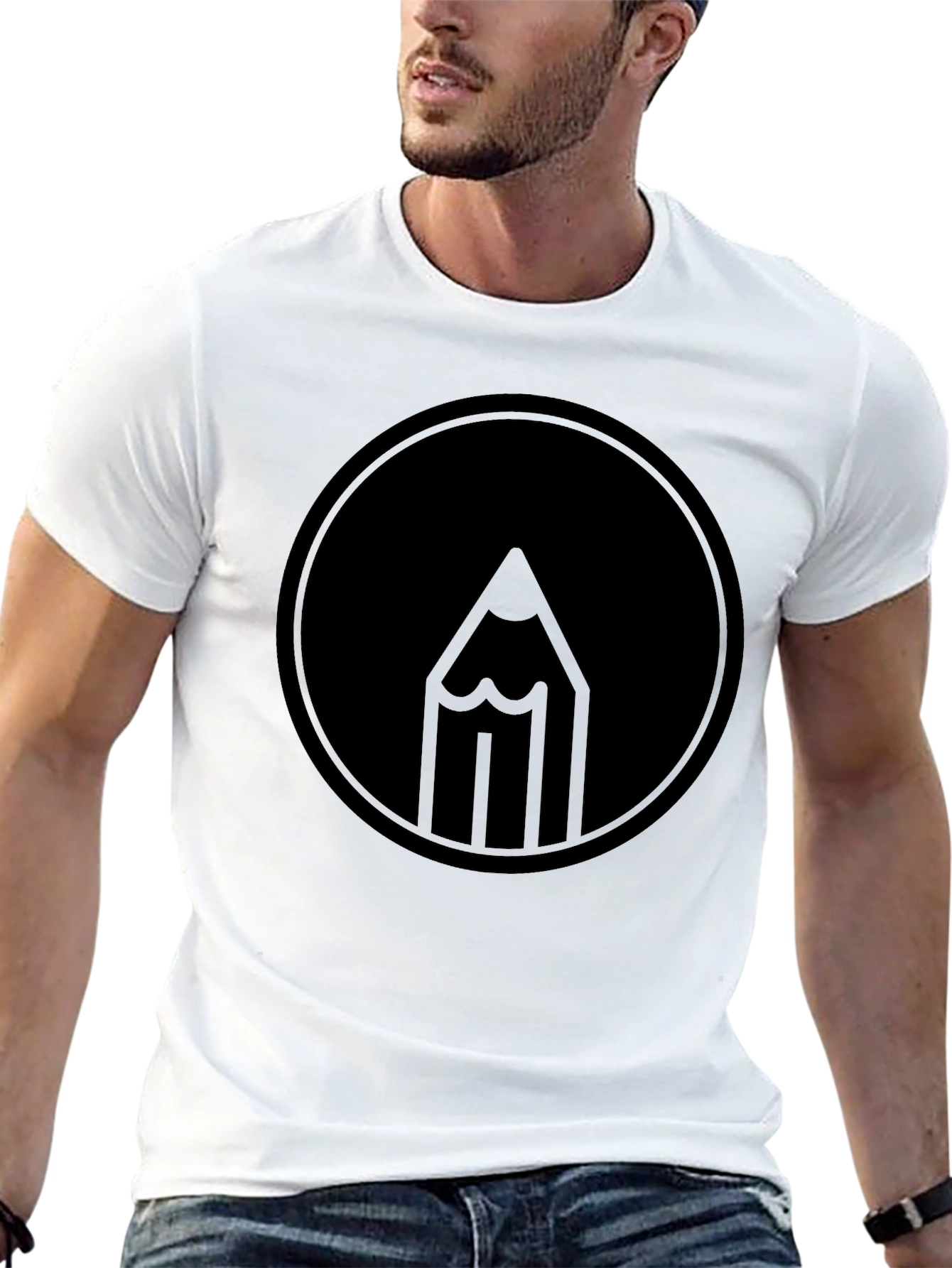 Pencil Circle Graphic Black T-Shirt