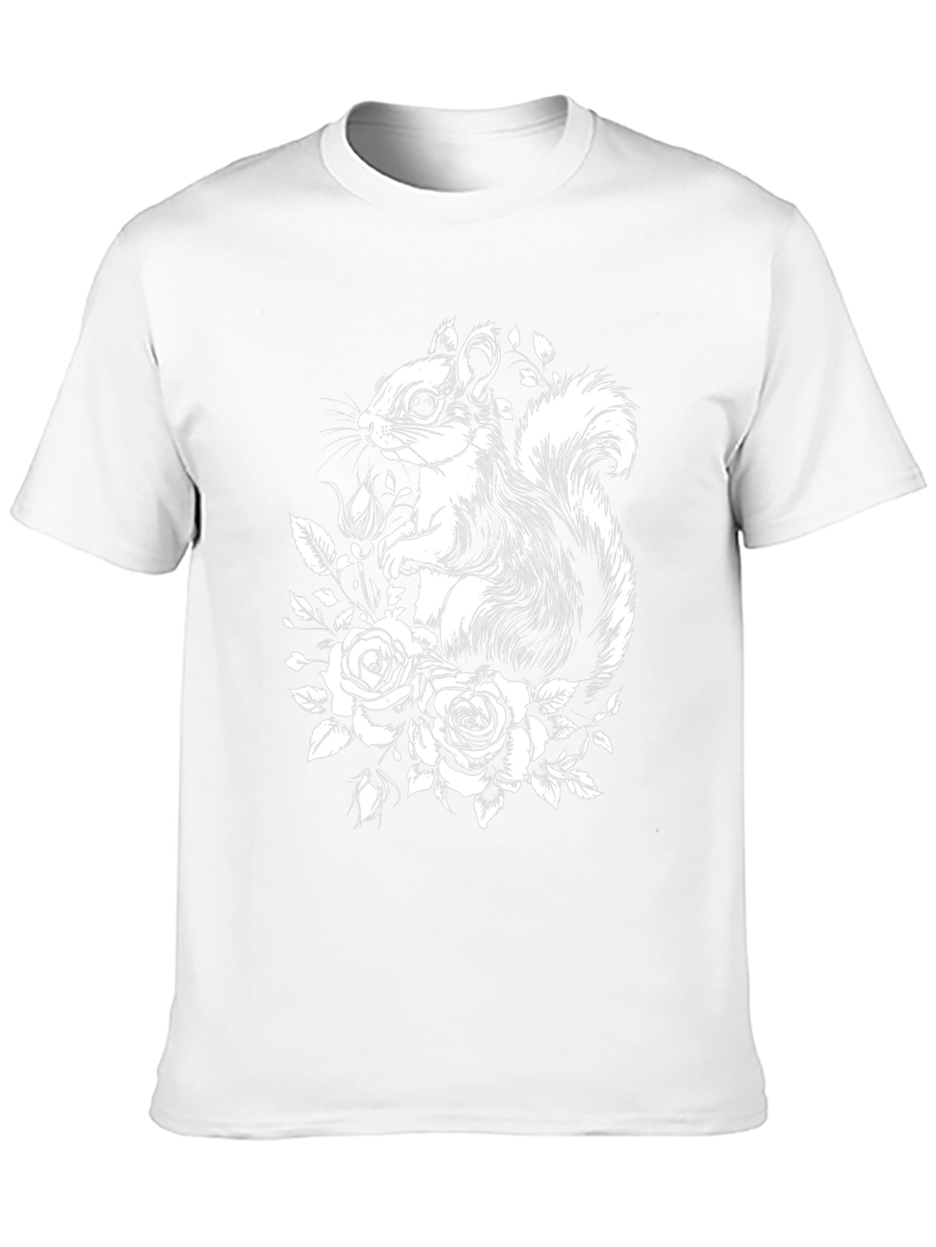Squirrel and Roses Graphic Tee - Black T-Shirt